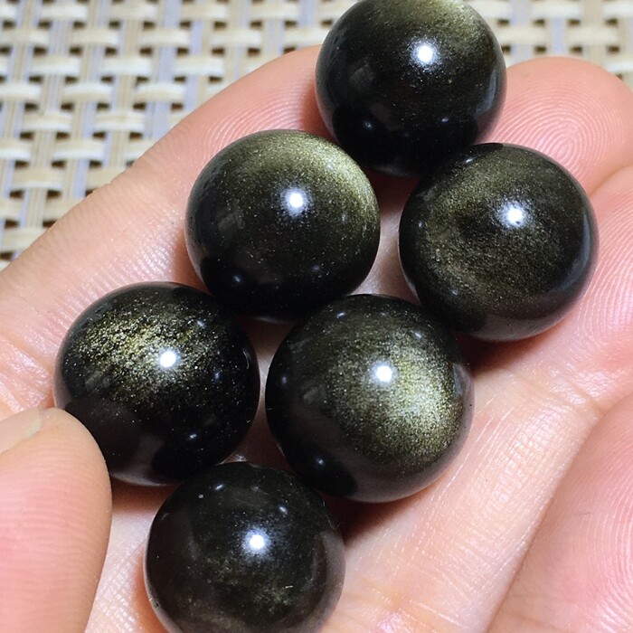 6pcs NATURAL CATS EYE OBSIDIAN QUARTZ CRYSTAL SPHERE BALL RARE 20mm