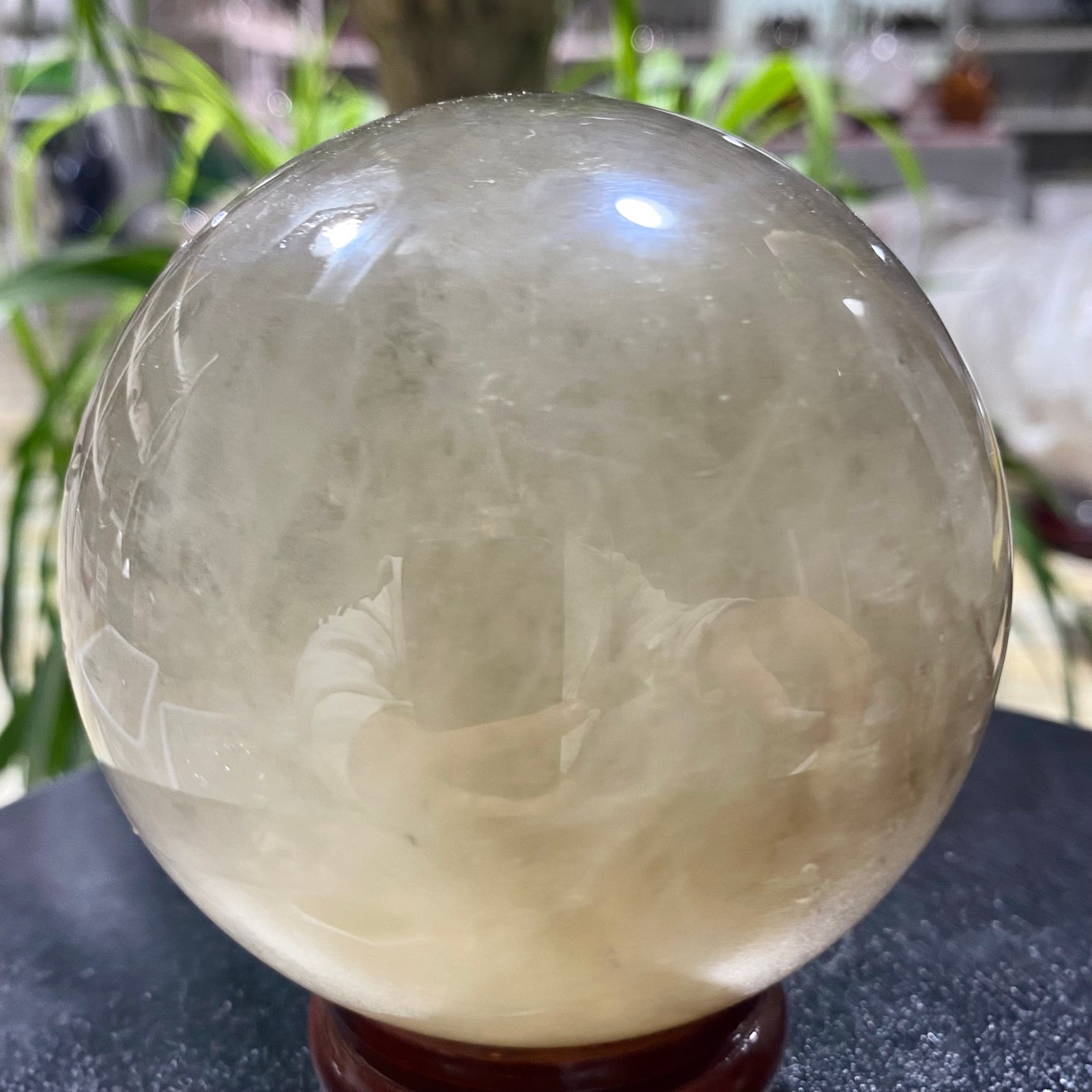 2.42LB Natural tea crystal Quartz ball raw stone polished sphere Energy Healing