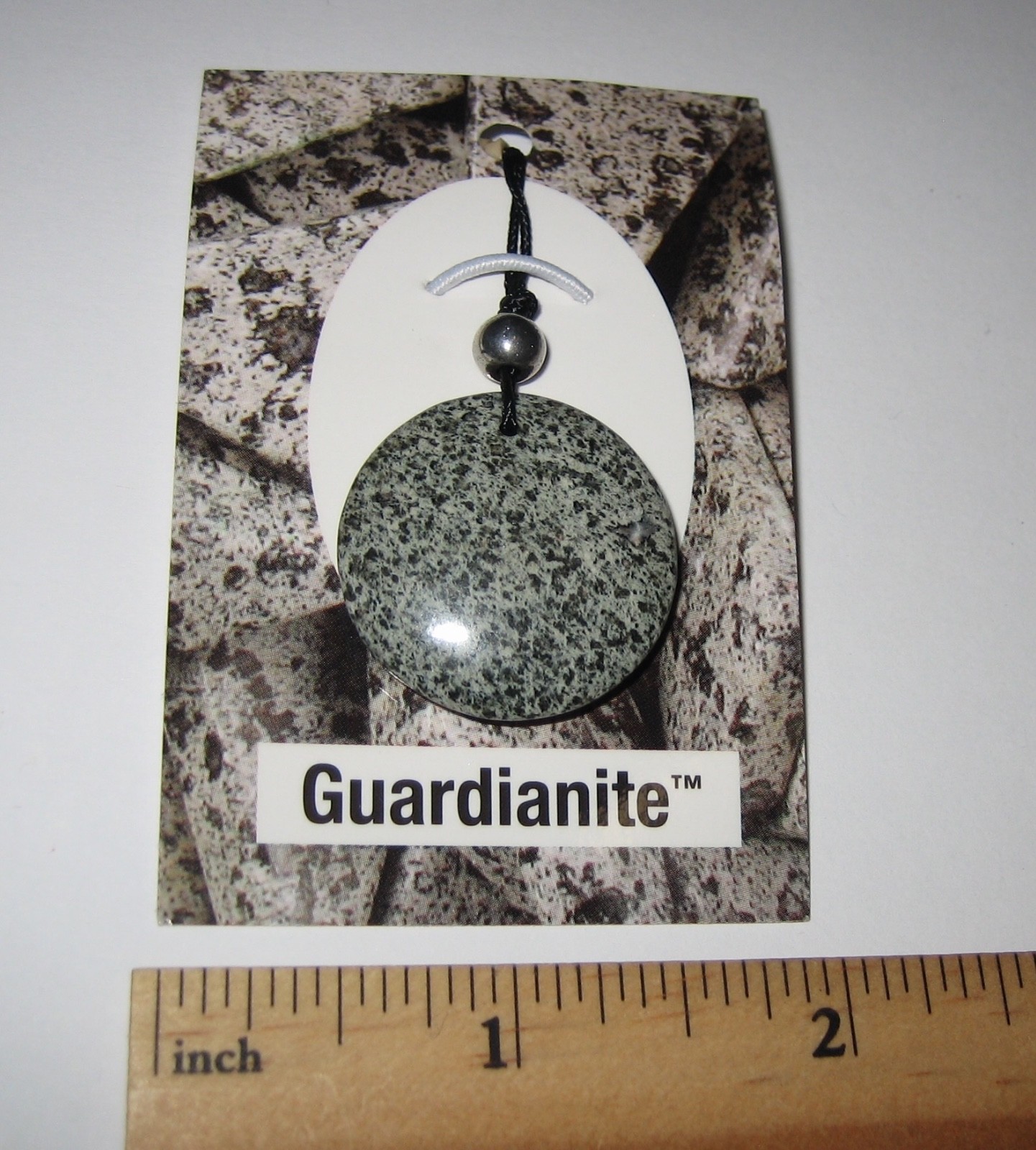 27mm POLISHED NATURAL GUARDIANITE STONE MINERAL CORDED ROUND DISC PENDANT *1
