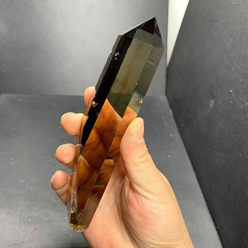 1.04LB Natural Smoky Citrine Quartz Obelisk Energy Crystal Tower Reiki +Stand
