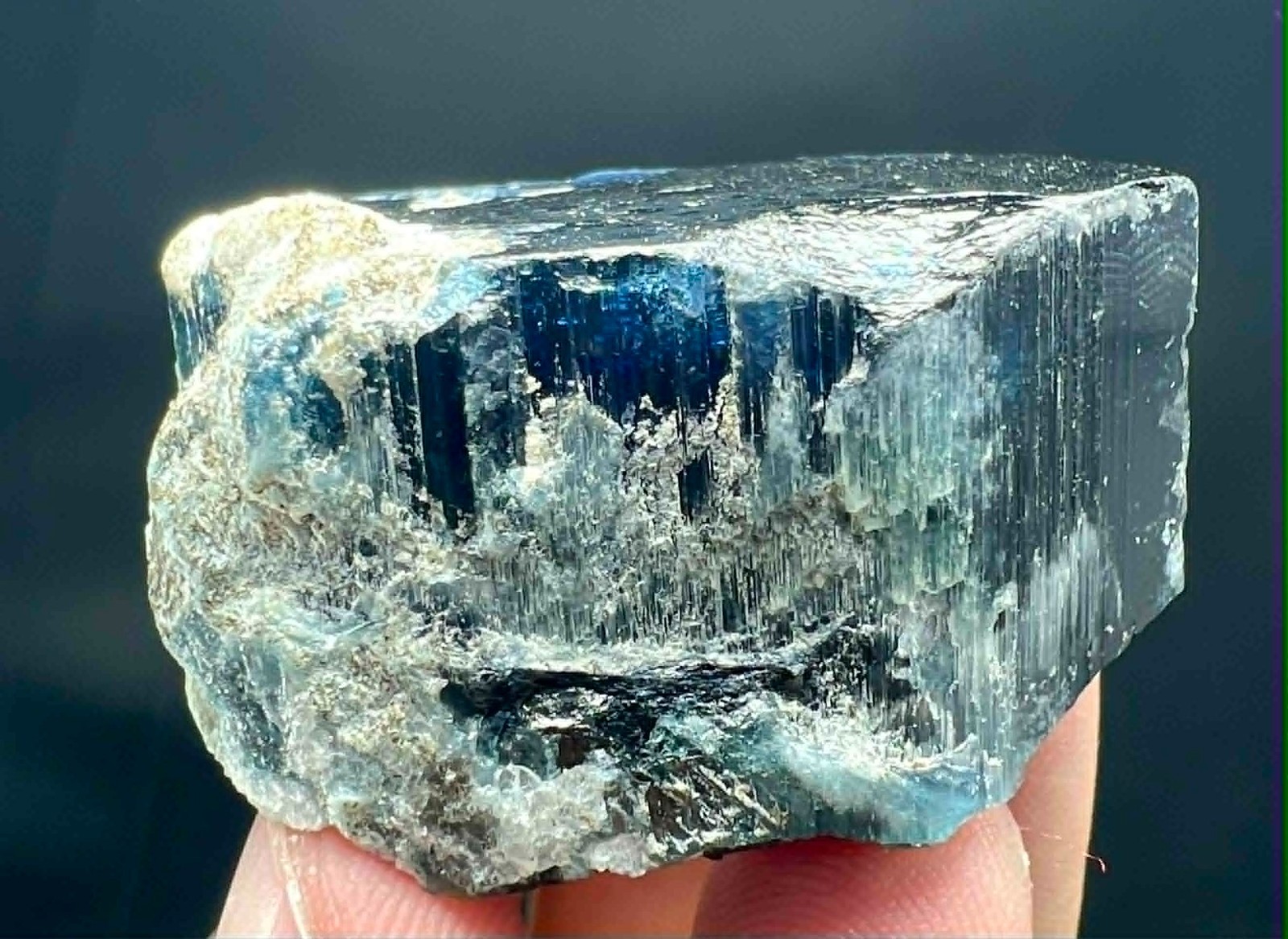 360 Carat Ultra Rare !!! Ink Blue Tourmaline Huge Crystal @Afg
