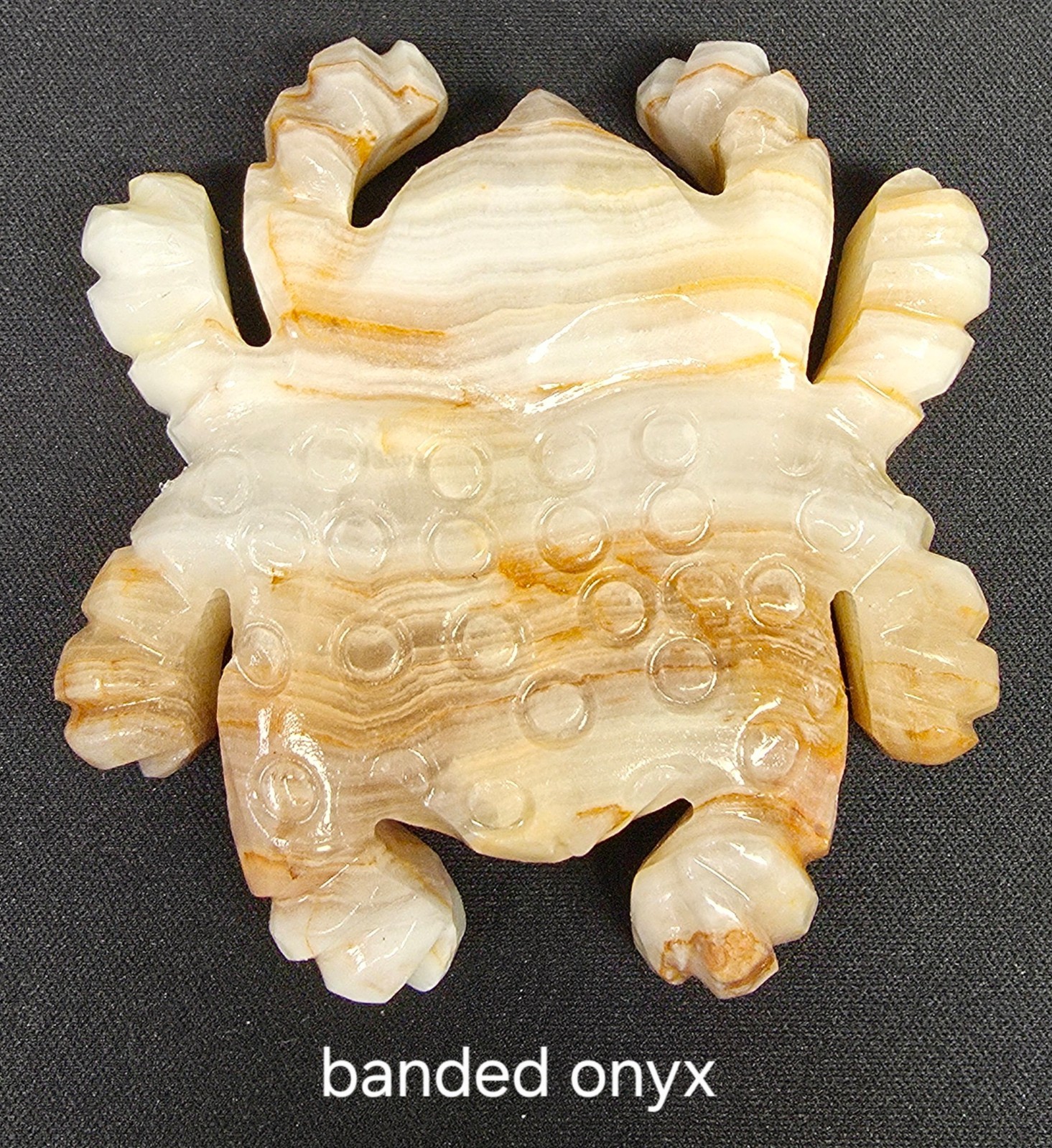 Hand Carved Spider Spyderco Style Crystal Mineral Display Calcite Onyx Garnet