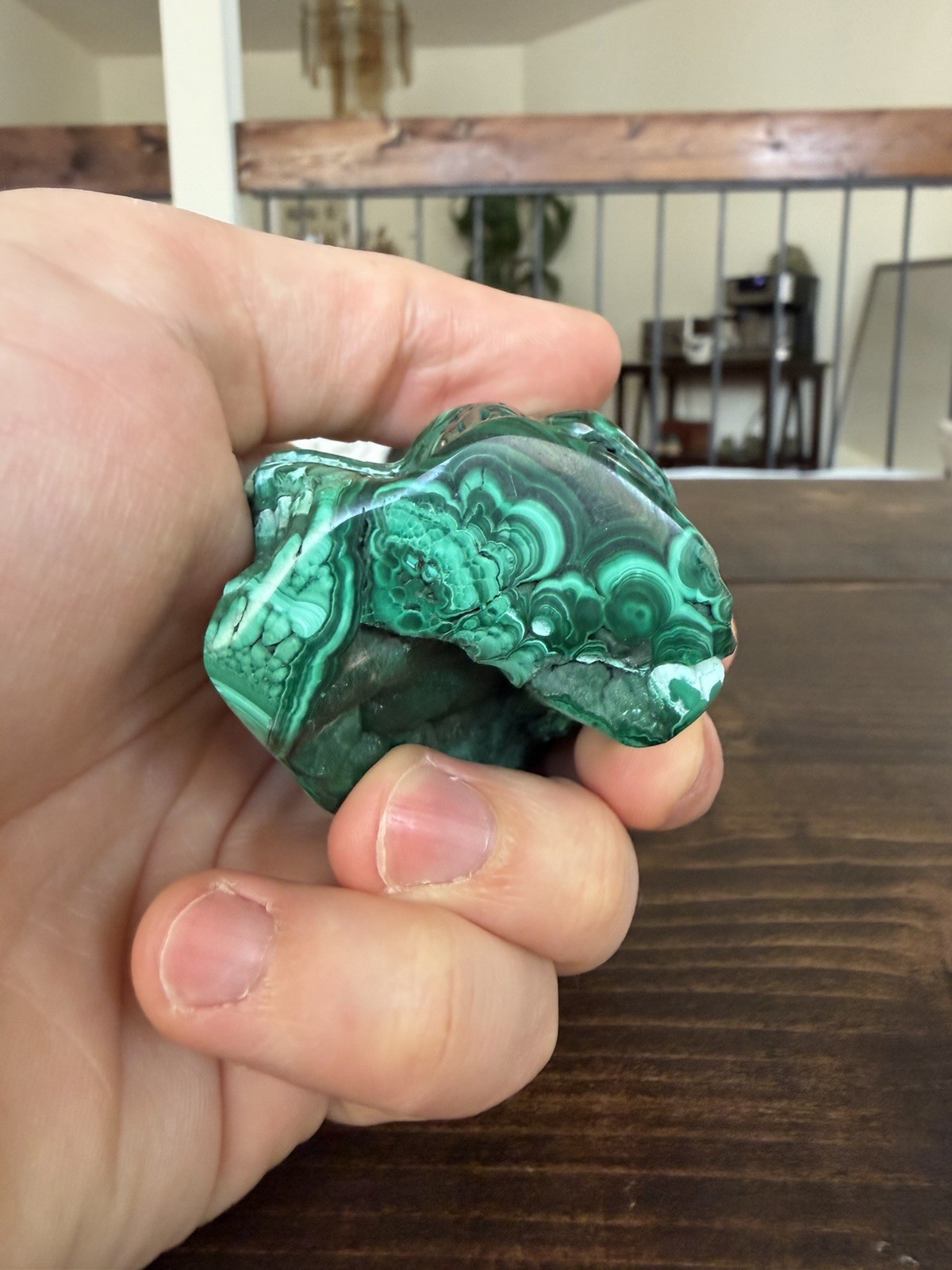 2.6” Carved MALACHITE skull, Rough and Polished