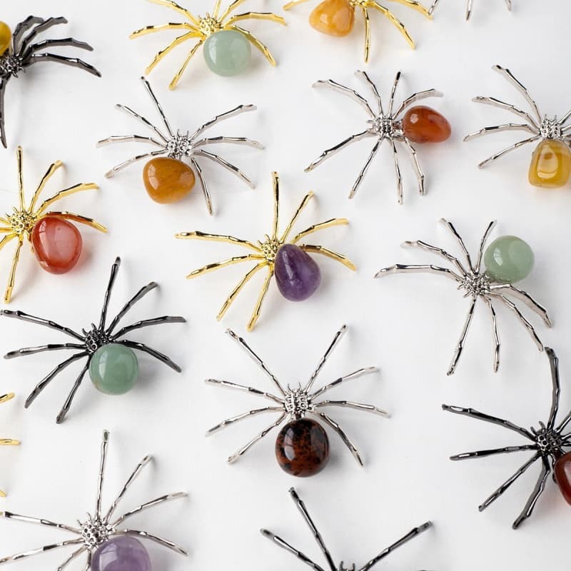 5 Pcs Natural mixed Agate Reiki Gemstone Spider Crystal Quartz Healing Decorate