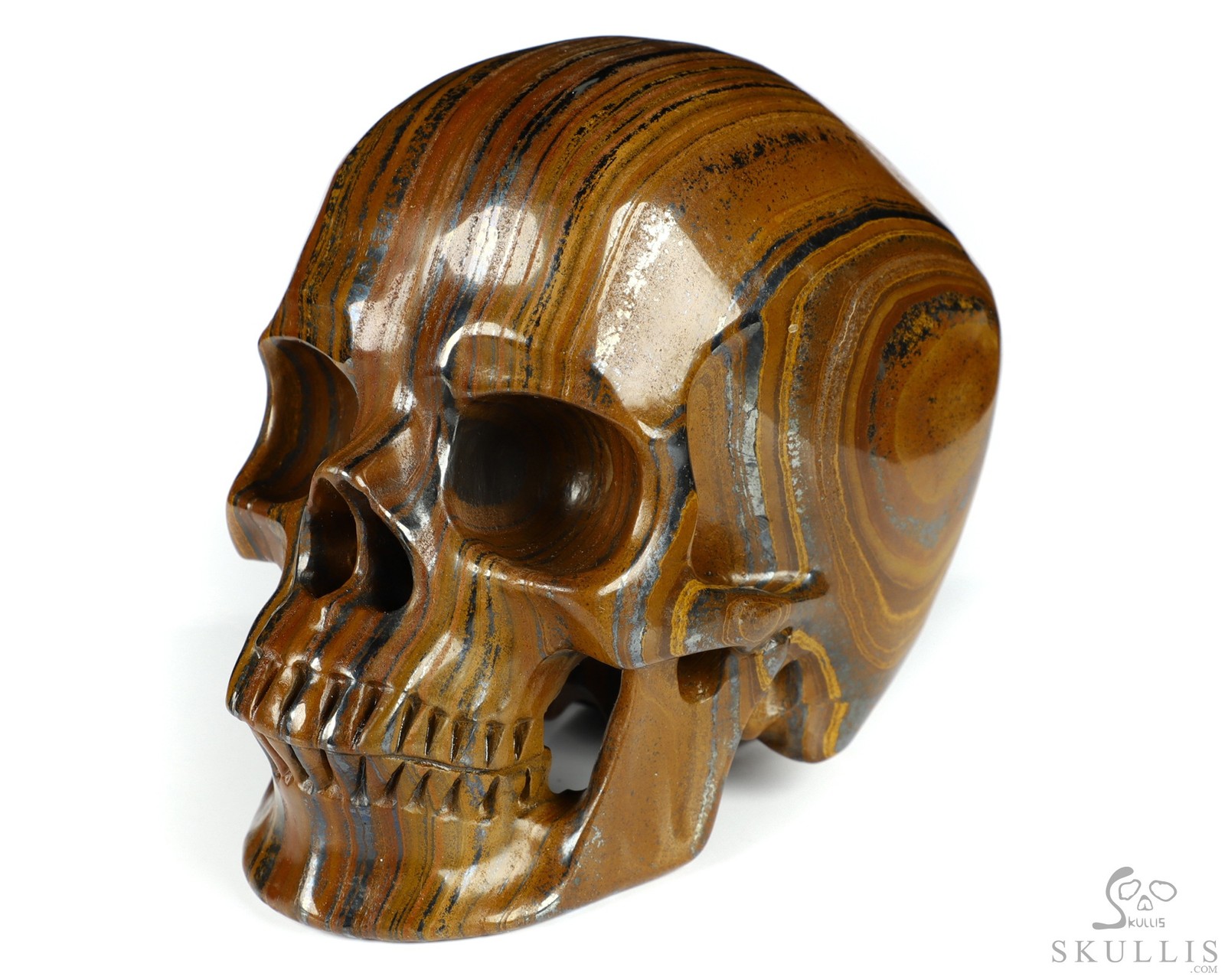 Huge 5.1″ Colorful Tiger Iron Eye Carved Crystal skull,Super Realistic, Healing