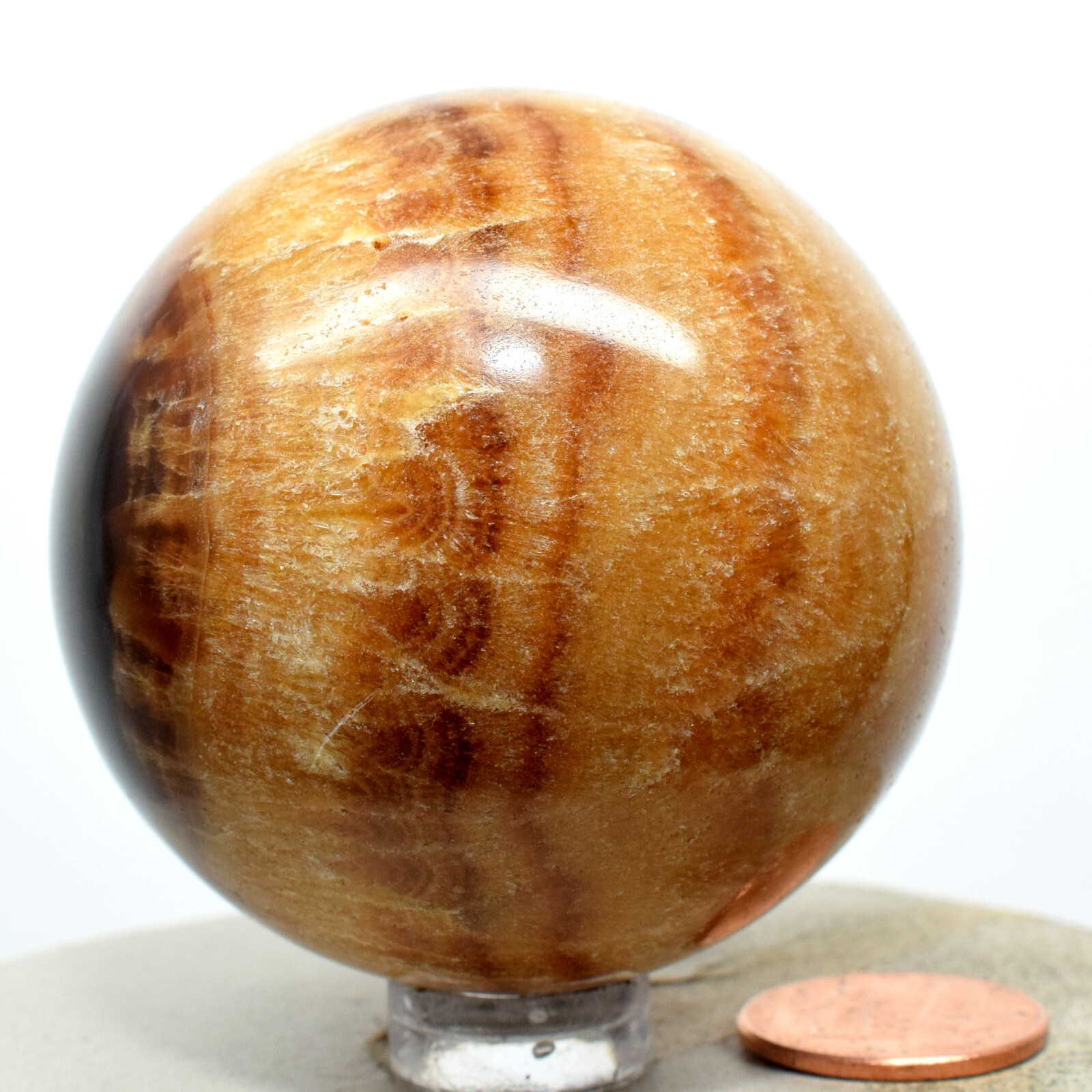 2.1″ Caramel Onyx Sardonyx Sphere Banded Natural Mineral Sparkling Crystal Peru