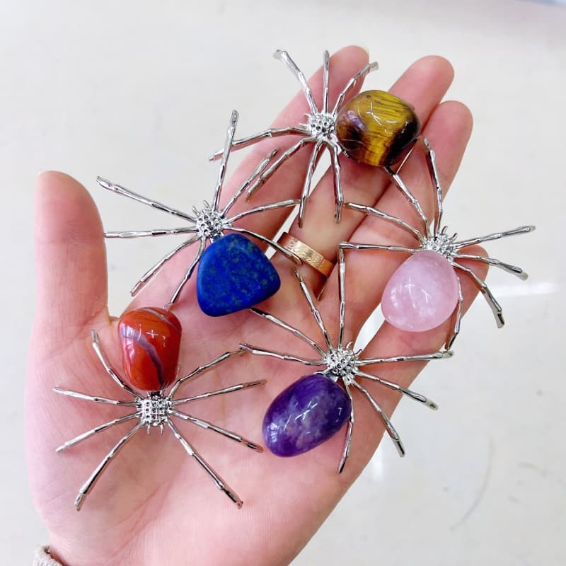 5 Pcs Natural mixed Agate Reiki Gemstone Spider Crystal Quartz Healing Decorate