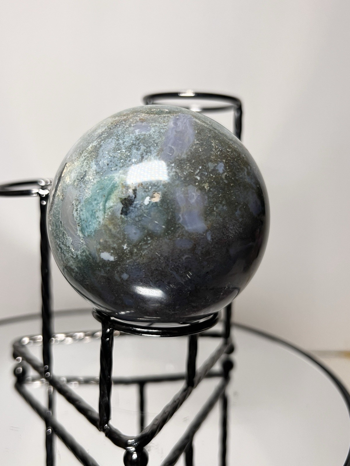 Ocean Jasper 3 Piece Sphere Set with Holder 63mm-67mm -See Pics for Measurements