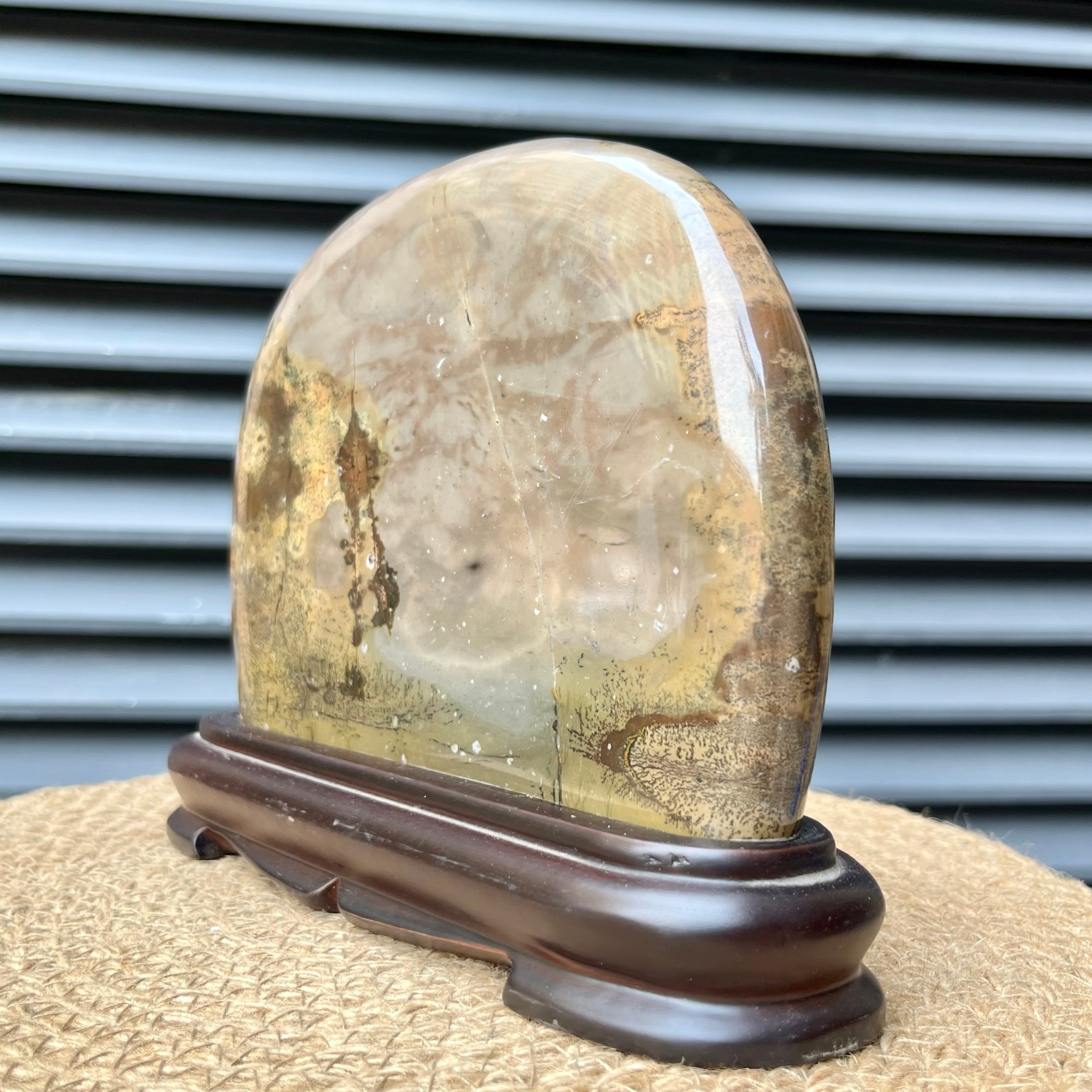 Natural Stone Display Polished Scenic Pattern Art w/ Stand 5.8 lb
