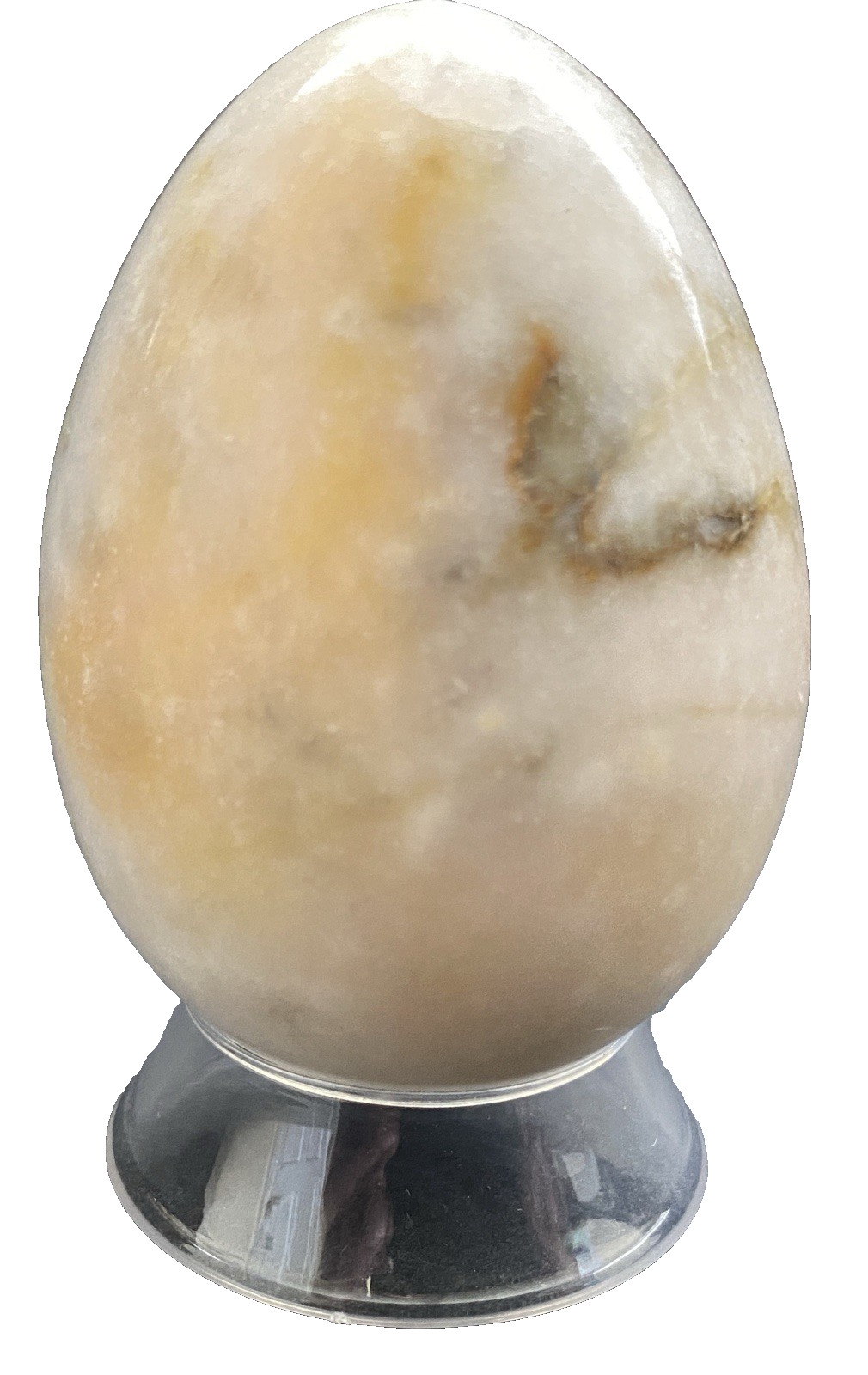 Natural Onyx Stone Egg With Stand Hand Polished Banded Agate Calcite Crystal