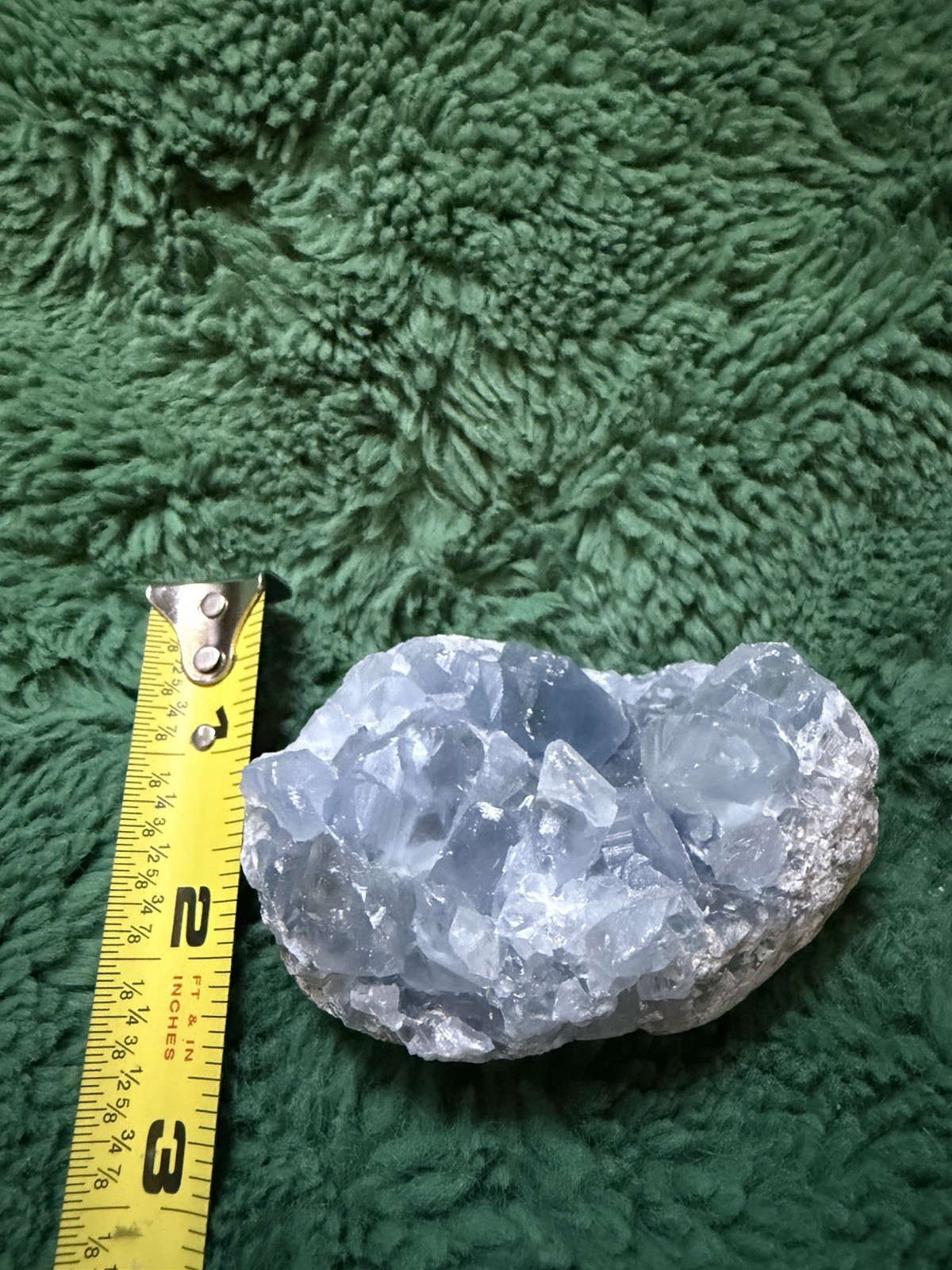 Natural Blue Crystal Geode Mineral Specimen 3” Hand Collected Utah Desert