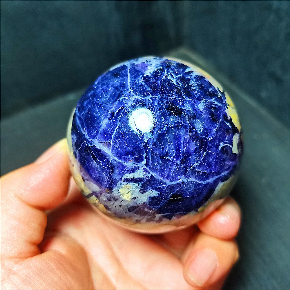TOP 380.6g Natural Purple Lilac Snowflake Fluorite Quartz Crystal Sphere WD2259