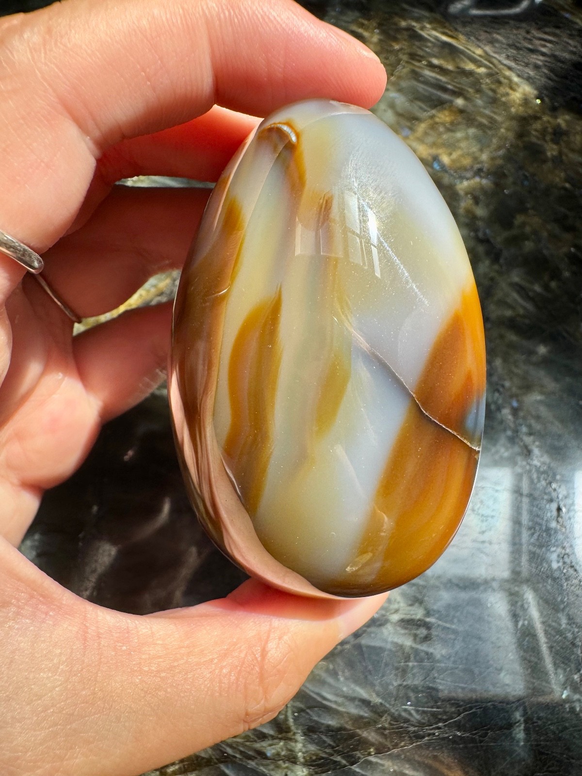 Rare Brown and Blue Druzy Agate Egg from Brazil | Natural Sugar Druzy Agate Egg