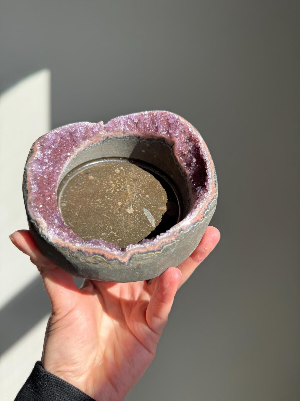 Galaxy Amethyst Crystal Cluster Geode Tea Light Candle Holder Plant Stand A11
