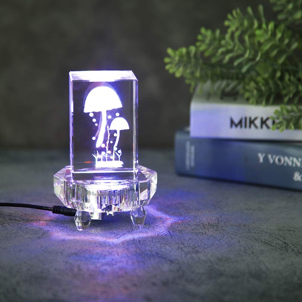 Crystal LED Light Base for 3D Display – Pedestal for Glass Art Figurines – Mu…
