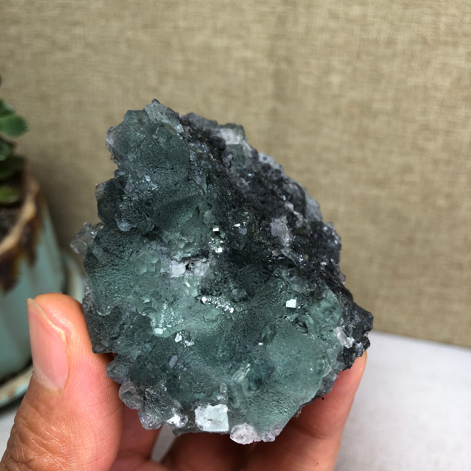 105g NATURAL Green Cubic FLUORITE Crystal Cluster Mineral Specimen A4731
