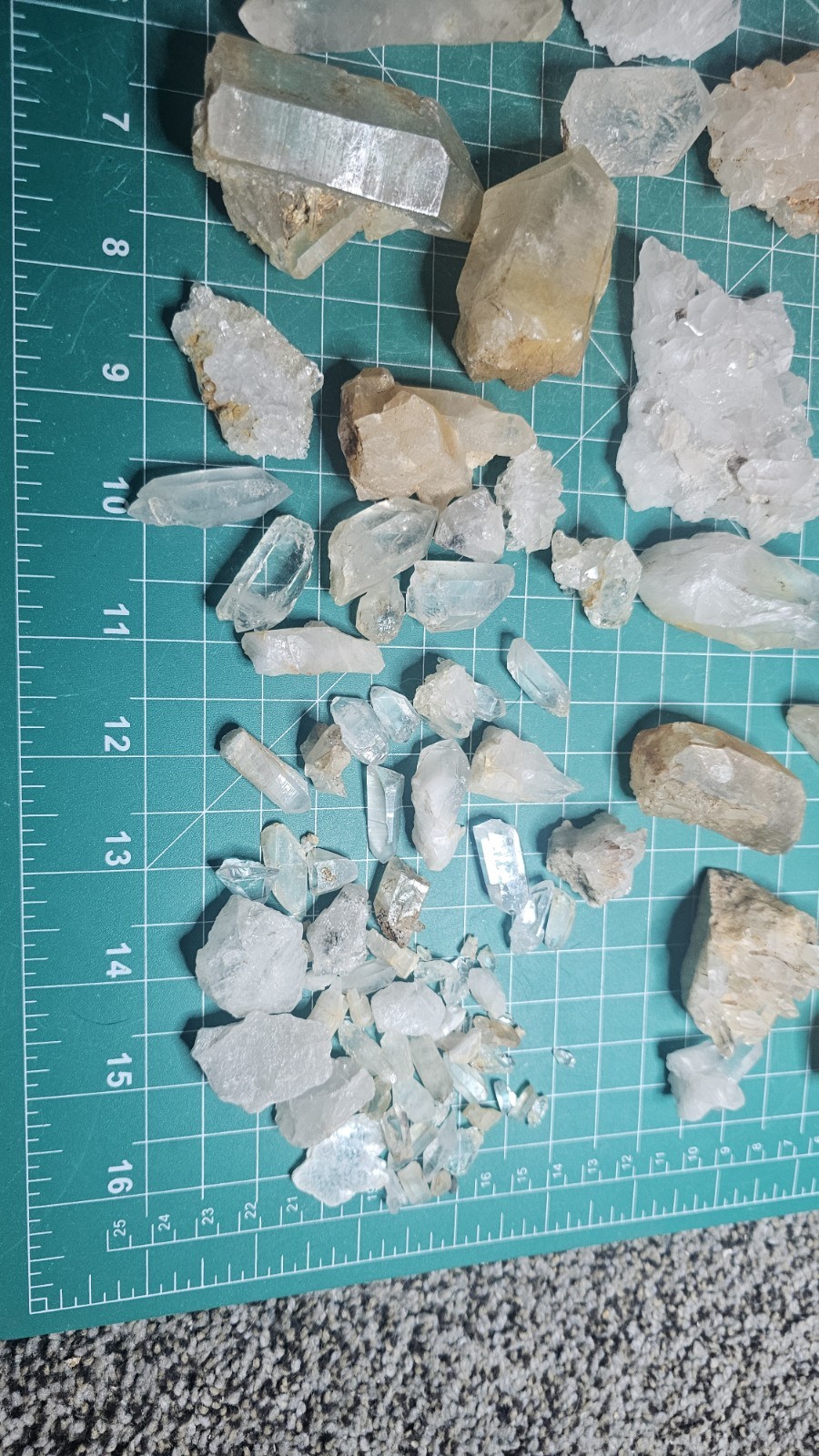 Huge Lot Of Quartz Crystal Points And Clusters. Iron Stained.