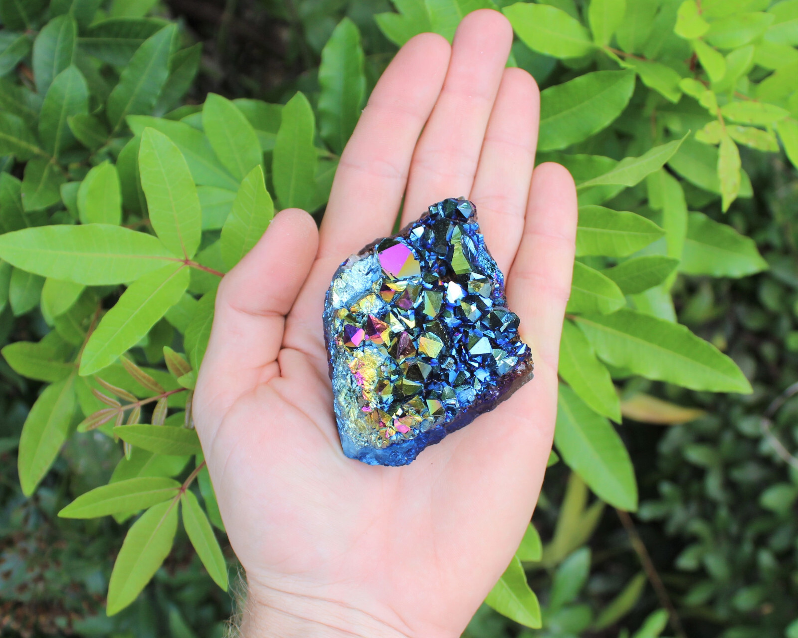 Rainbow Aura Amethyst Clusters: 5-6 Piece Box (Titanium Aura Amethyst Crystals)