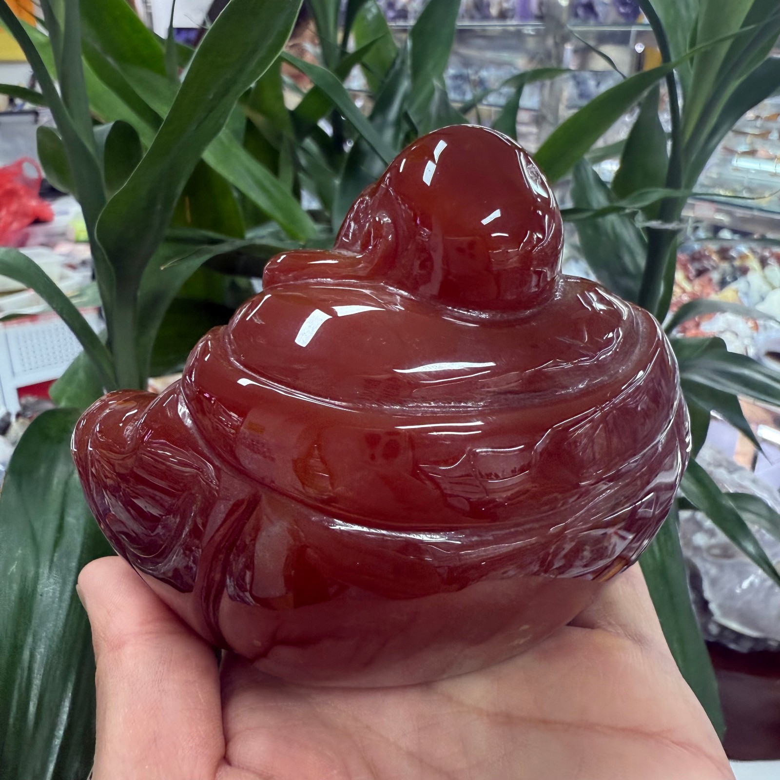1.1LB Natural Red agate hand carved Buddha Quartz Crystal reiki healing random