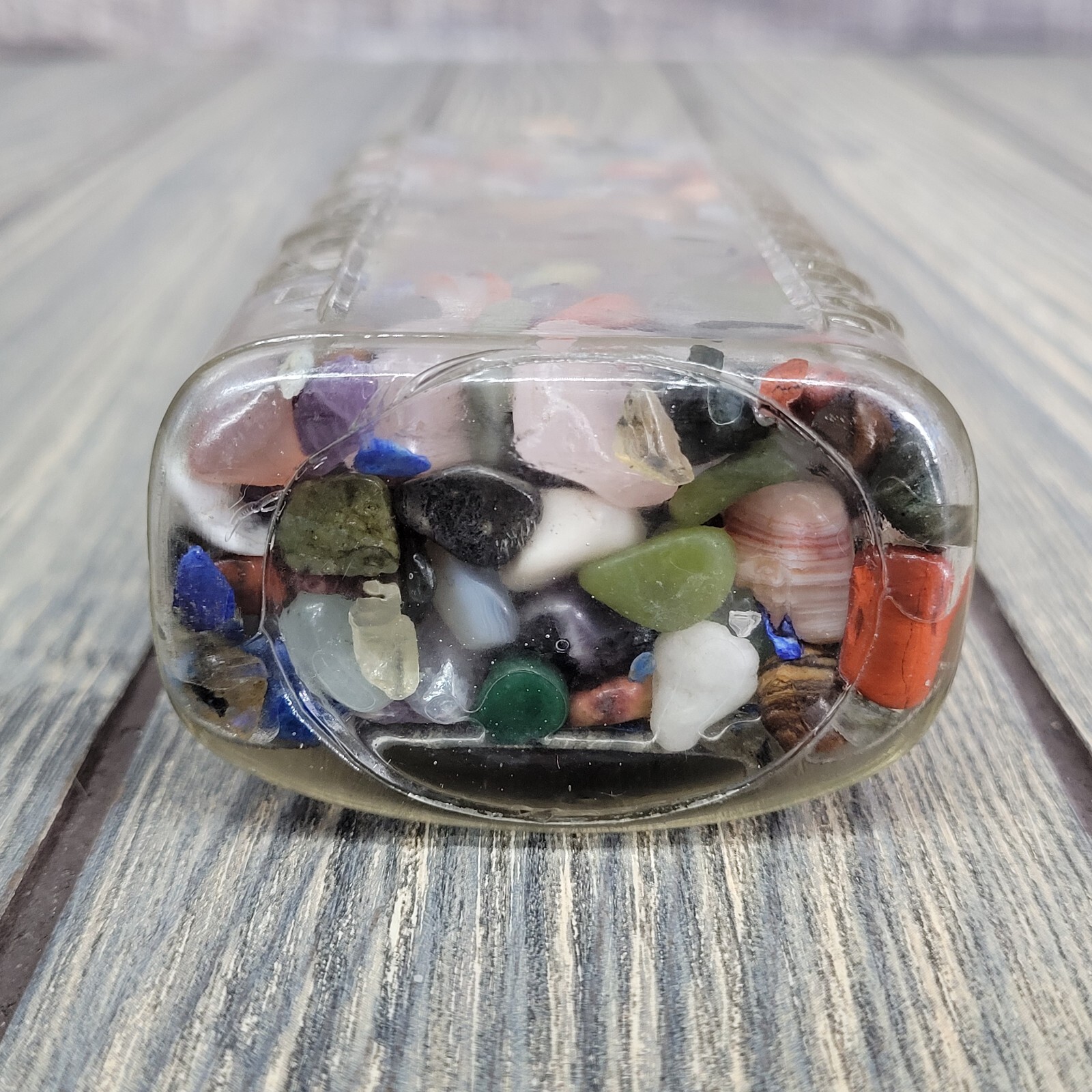 12oz Mixed Crystals in Vintage Apothecary Glass Medicine Bottle Jar Rock Tumbles