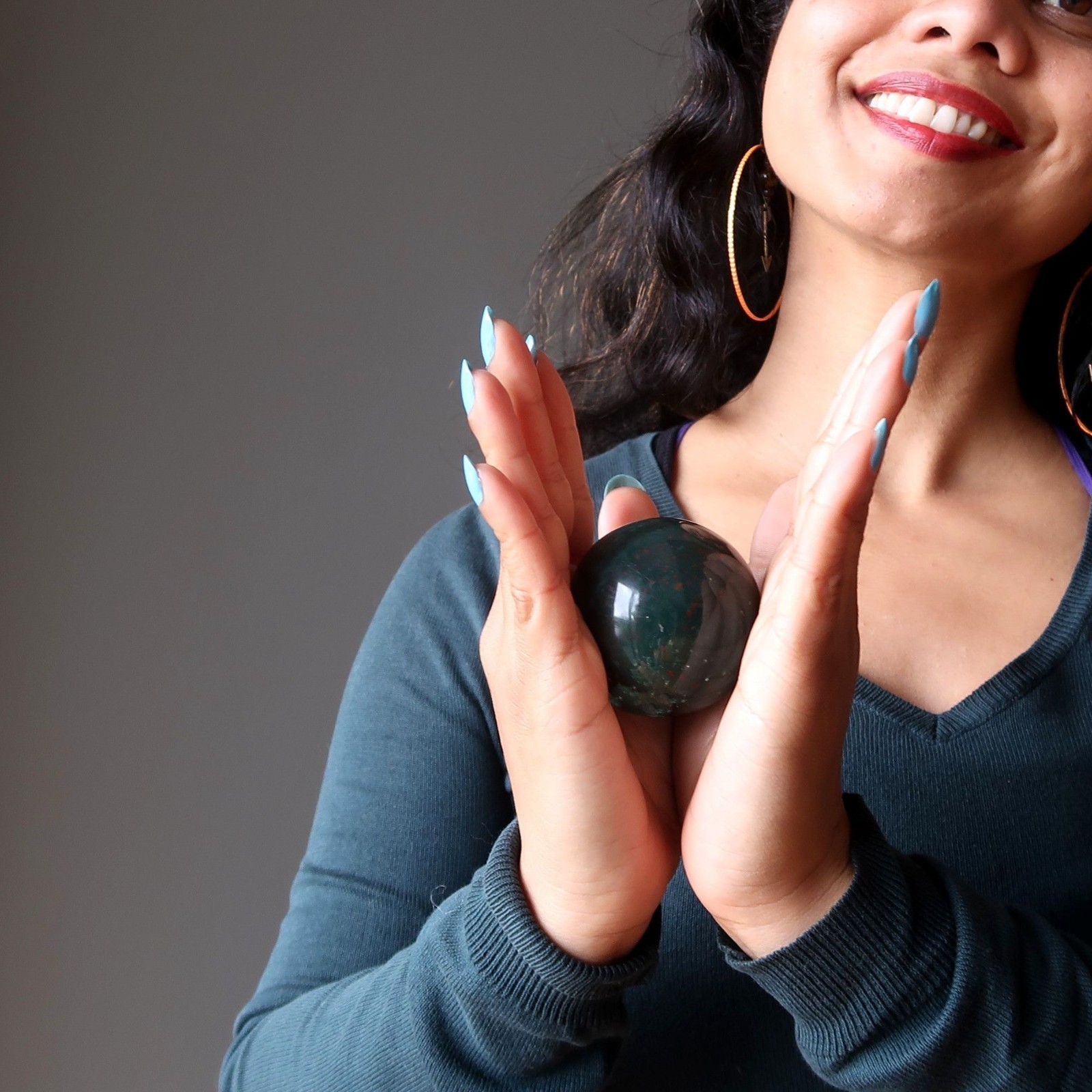 Bloodstone Sphere Crystal Ball Indian Heliotrope Gemstone Green 2.0-2-5 inch
