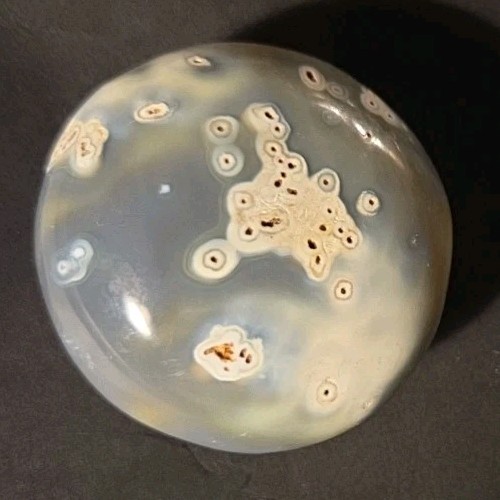 Chalcedony Orca Agate Tumbled Polished NEW Approx. 2.25×2 Inches Pretty Palm Sz.