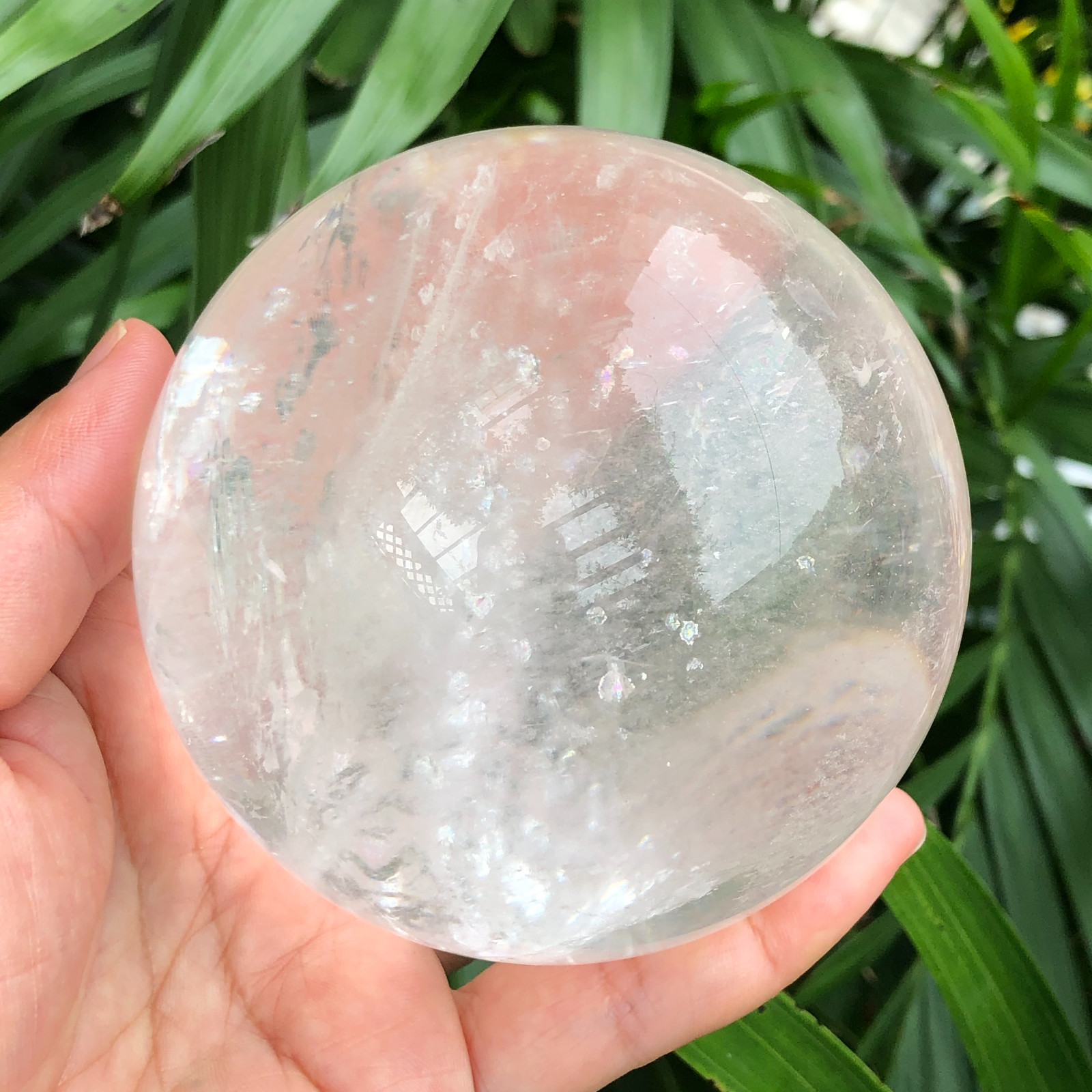 858g white crystal transparent quartz crystal ball Reiki repair 141