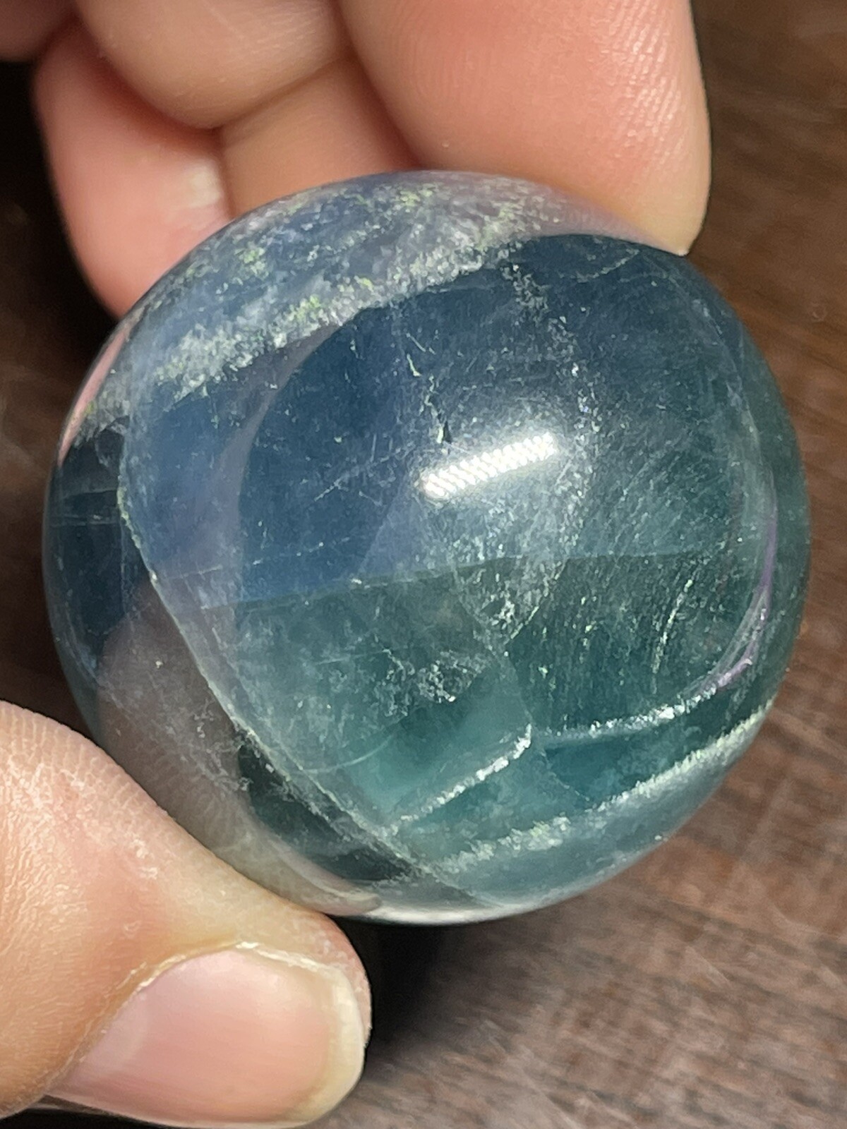 Blue Green Fluorite Mini Sphere Ball Orb Marble 34.6mm 71g