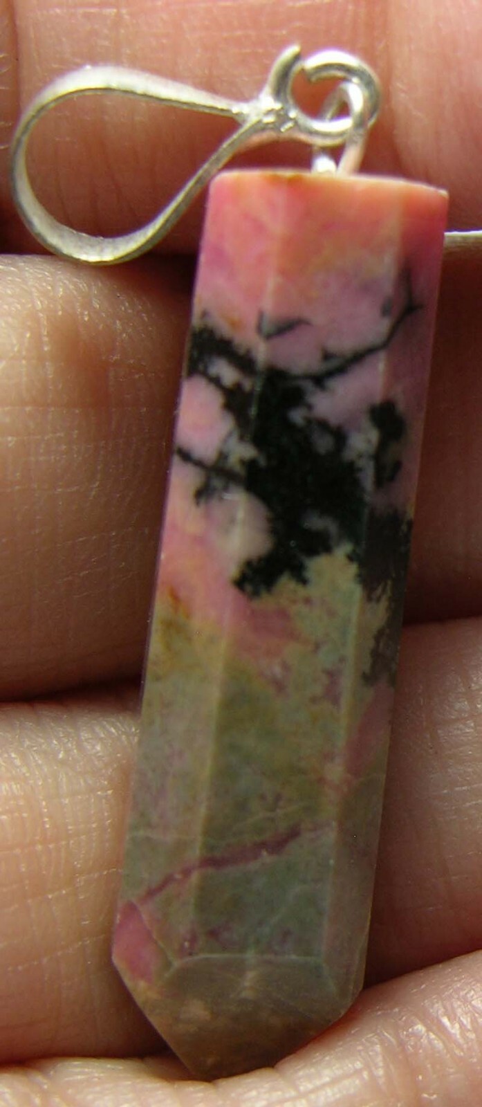 #1 Pakistan 100% Natural Pink Rhodonite Crystal Pendant 33mm 1 5/16 in