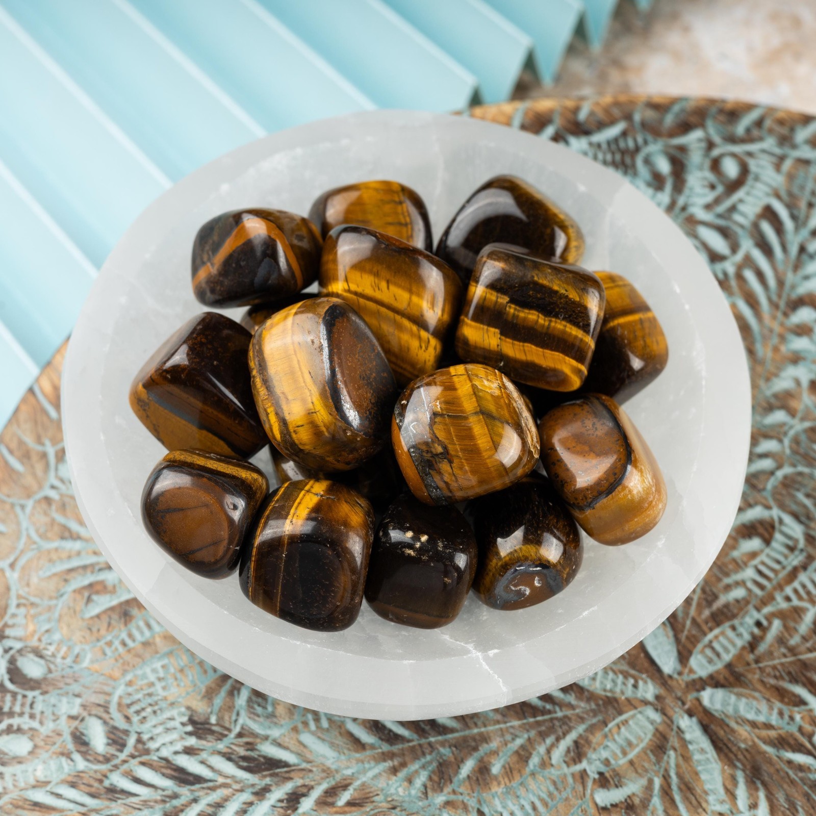 Tiger Eye Crystal Tumble Stone, Polished Stone for Meditation & Healing