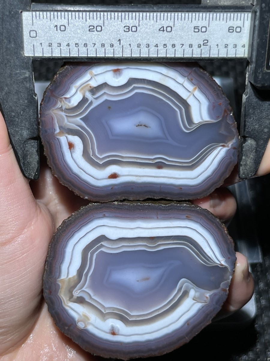 1pair China Agate Crystal Geodes Slices Natural Warring States Red 302g 7