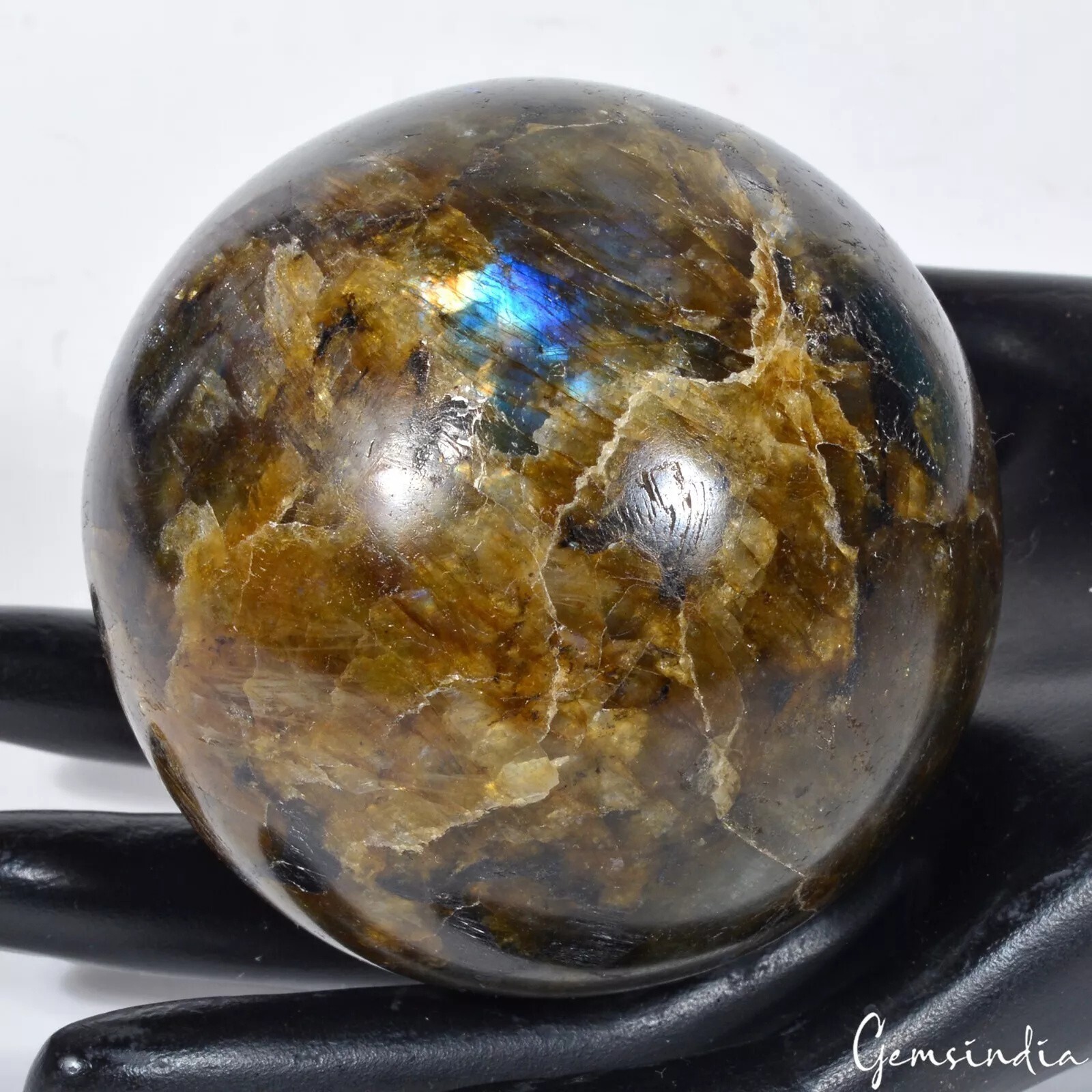 Natural Untreated Multi Shine Labradorite Healing Crystal Sphere W Stand 2890 Ct