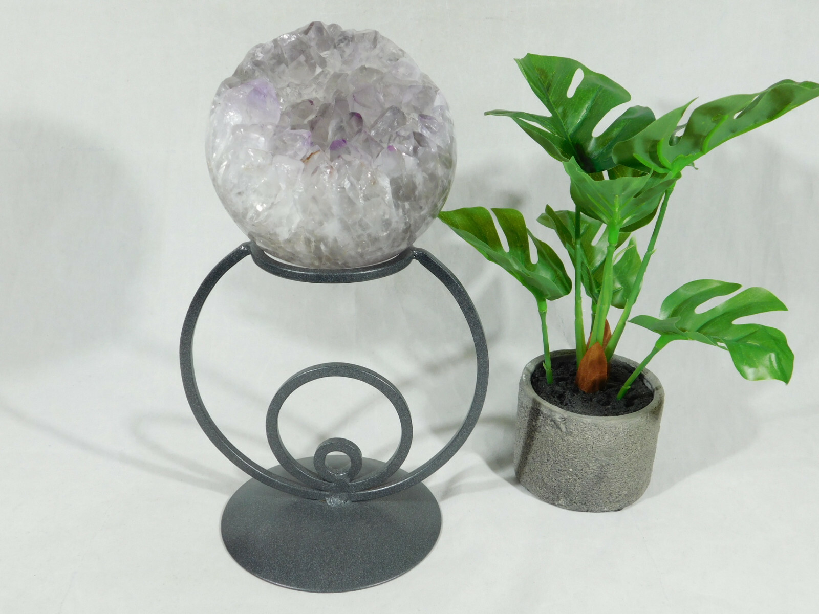 Sphere Display Stand Metal Modern Design Medium Size Dark Silver