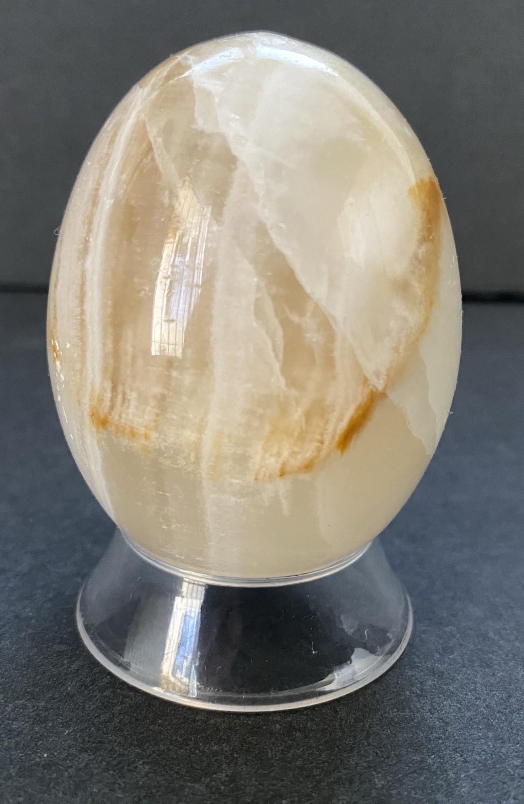 Natural Onyx Stone Egg With Stand Hand Polished Banded Agate Calcite Crystal