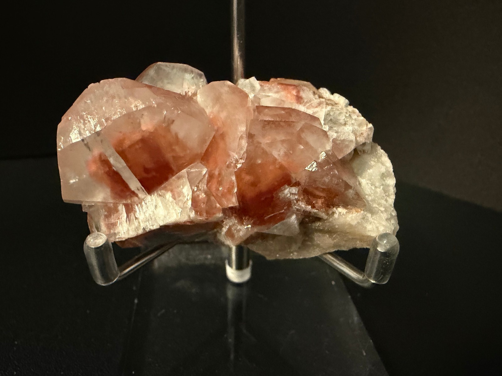 Red Calcite Specimen, China Beautiful Zoning of Clear and Red Inclusions 59g
