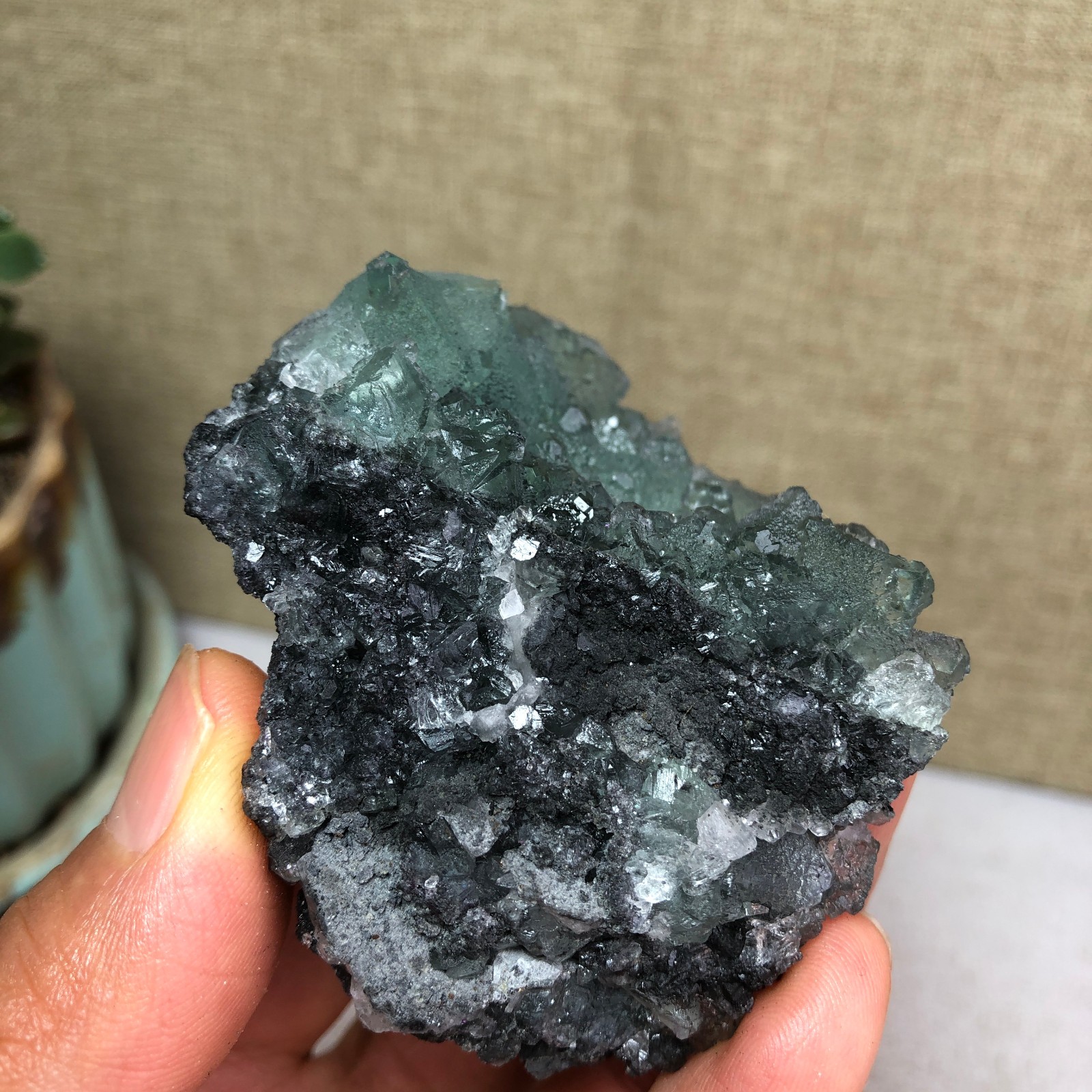 105g NATURAL Green Cubic FLUORITE Crystal Cluster Mineral Specimen A4731