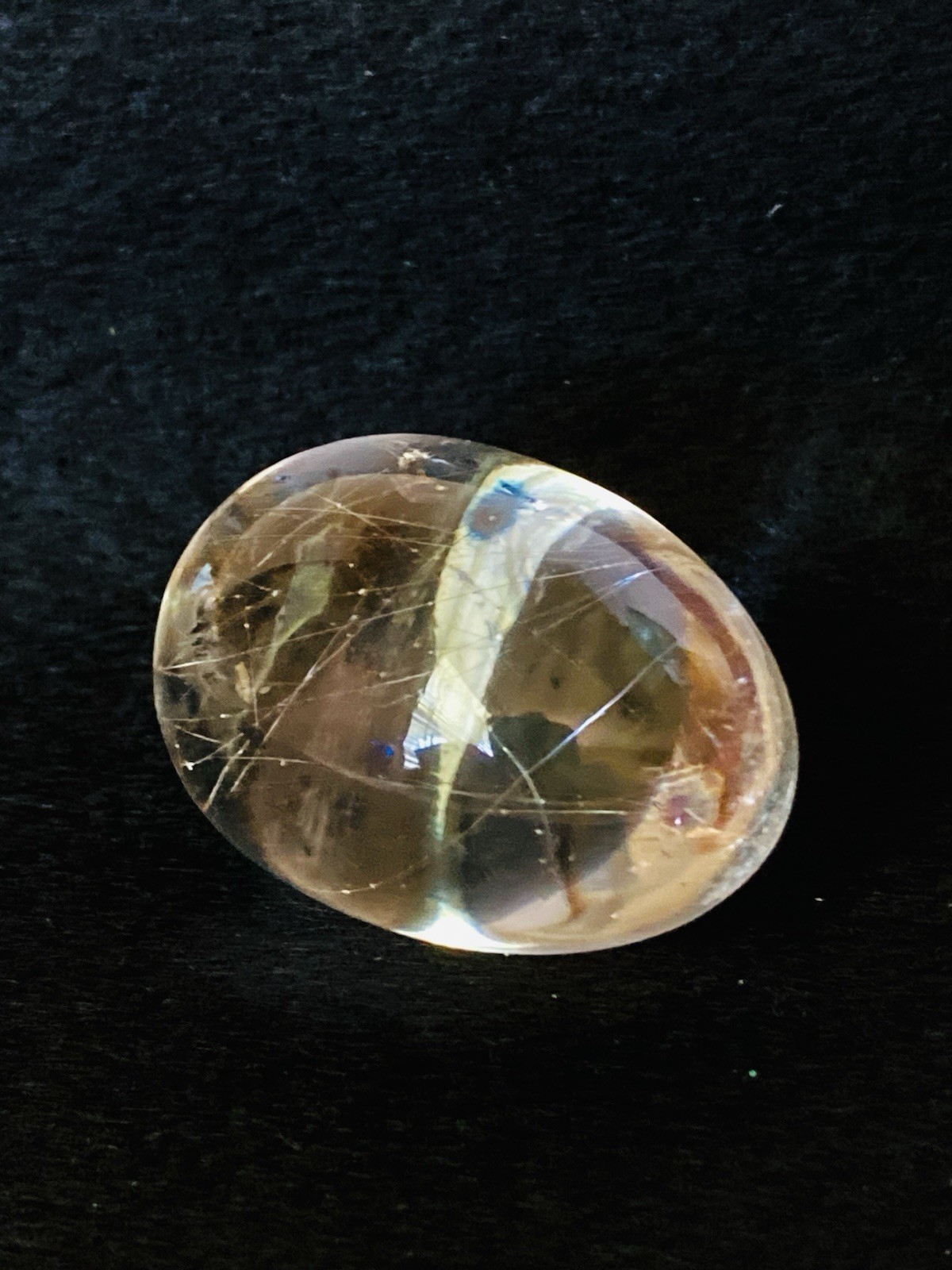 Rutilated Quartz natural fine Egg clear 33 grams 1.5”across hairy mineral