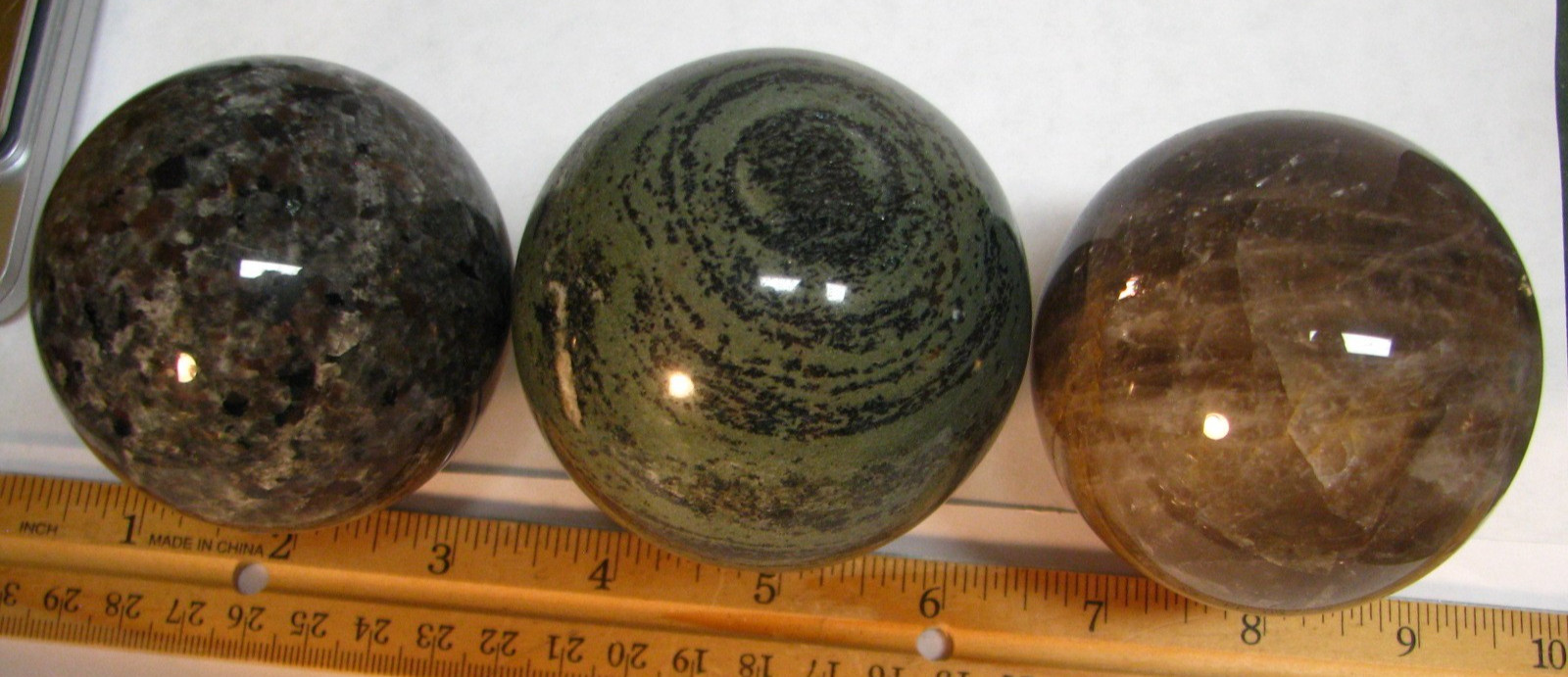 2.97lbs 3 SPHERES 1.1lb VERDE ANDEER 1lb SMOKY QUARTZ YOOPER W/STANDS BRAZIL#328