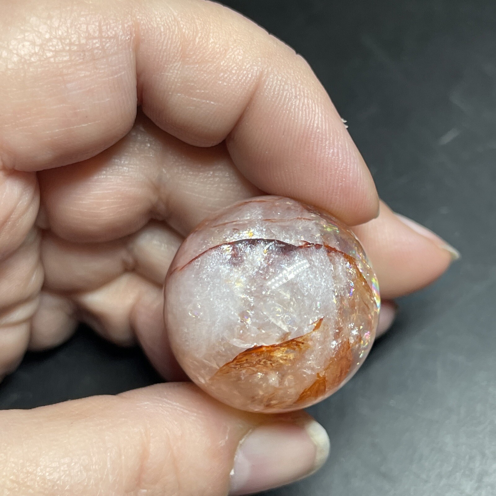 Fire Quartz Hematoid Crystal Sphere Ball Mini Sphere Marble 27.8mm