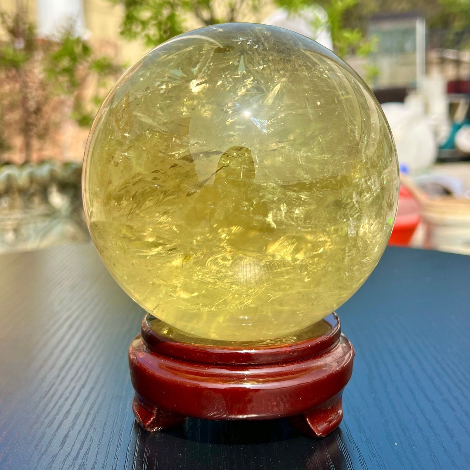 5LB Top Natural Citrine Sphere Quartz Crystals Reiki Ball Gems Decorate Gift