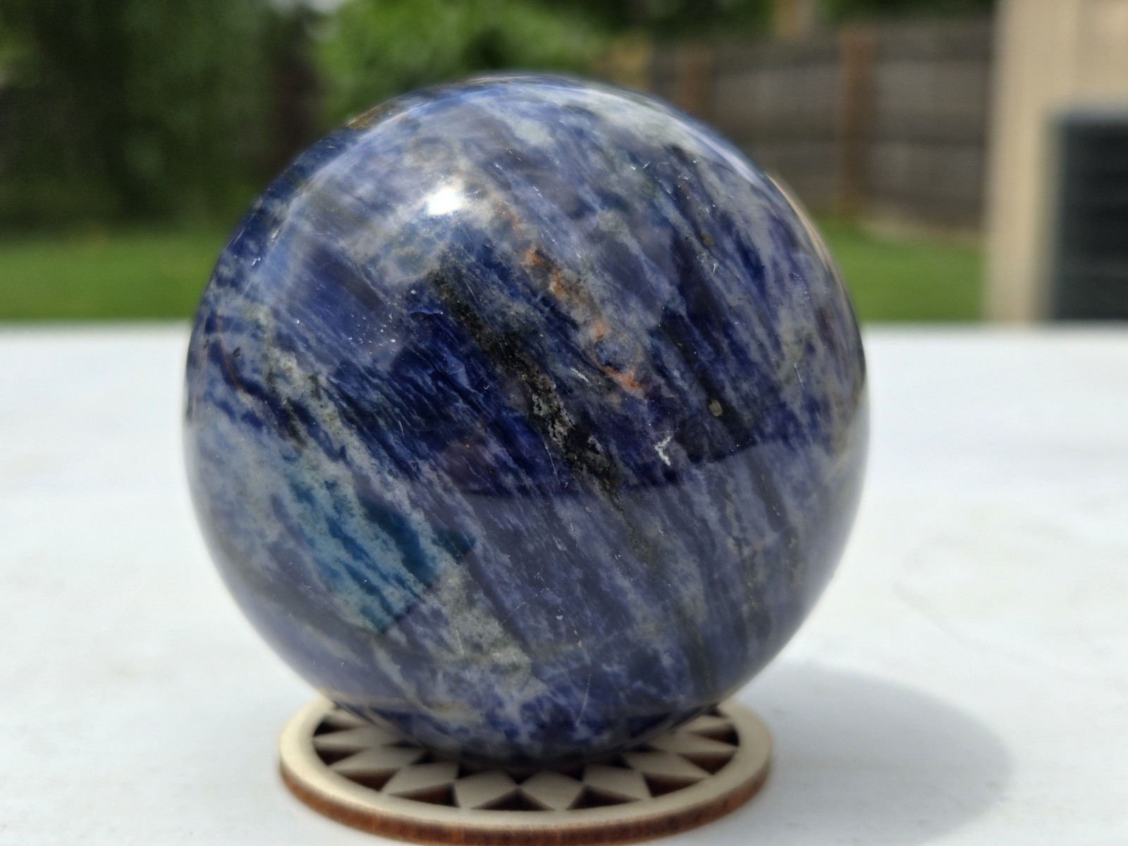 Blue sodalite Polished Crystal Sphere Display Specimen ~2in b70
