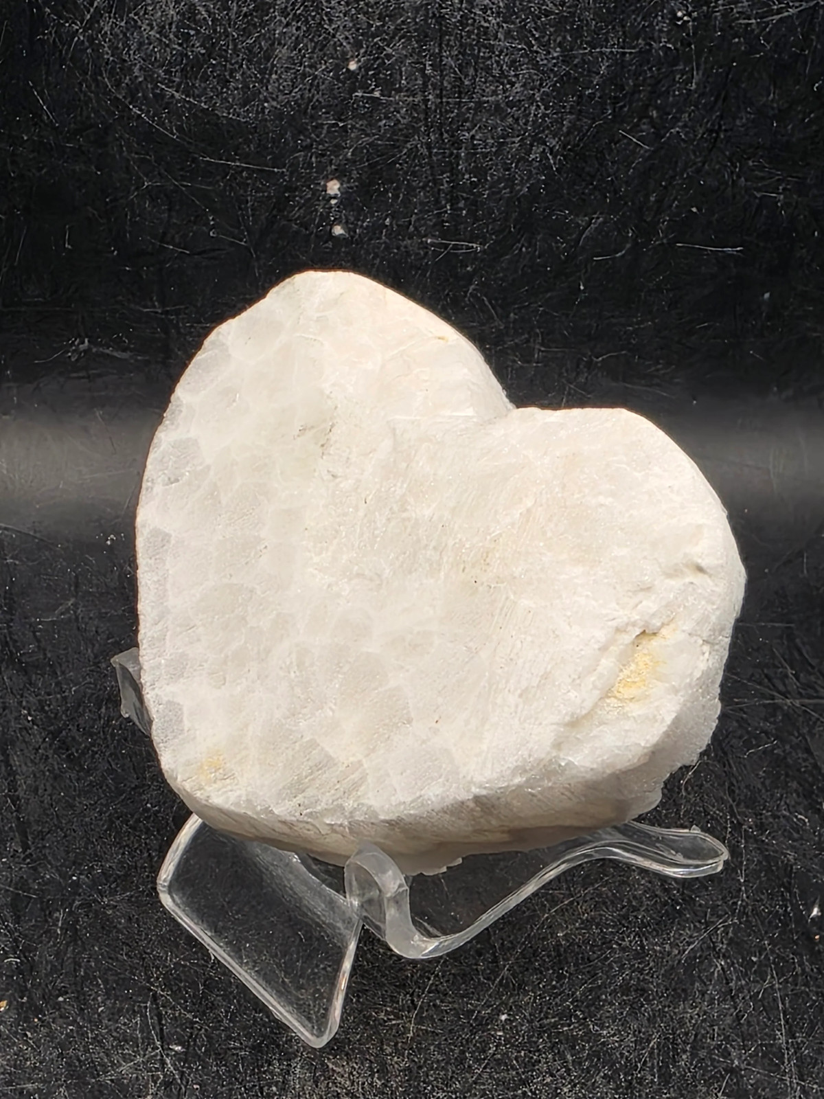 White pearl aura quartz heart! 4 ounces, 2.6 inches wide, 2.2″ tall