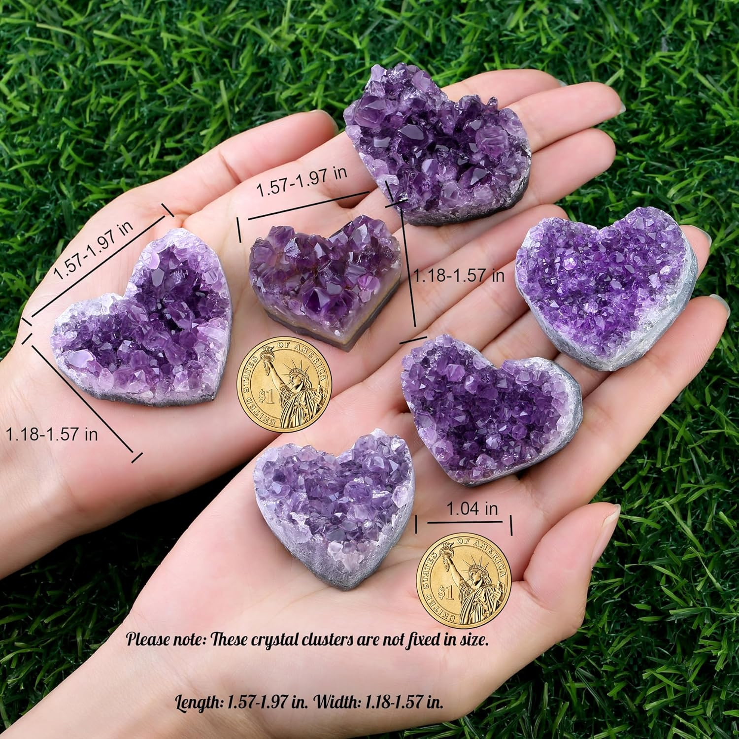 Amethyst Crystals and Healing Stones Heart Shaped Rocks Meaningful Birthday Gift