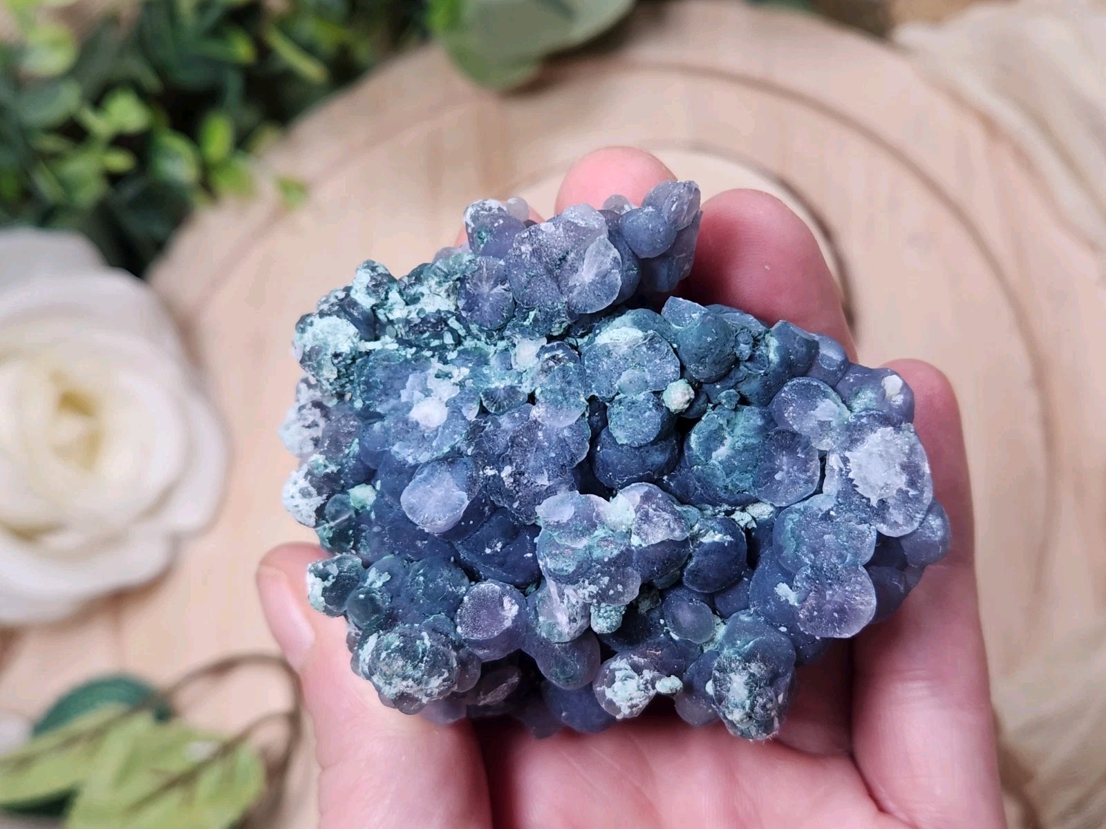 126g Blue Purple Grape Agate Crystal Cluster Botryoidal Chalcedony Indonesia Y7