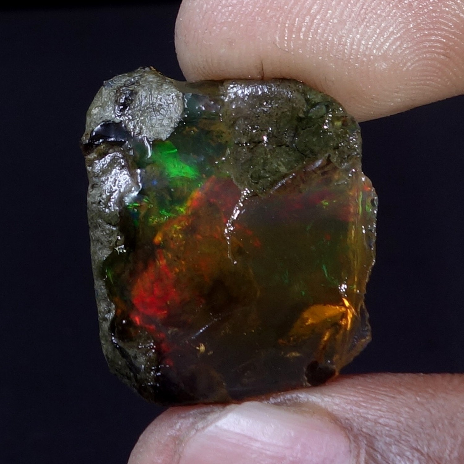 16.00 Carat Natural Ethiopian Loose Rough Raw Opal Gemstone Multi Fire Oil Rough