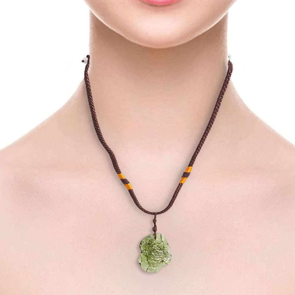 Natural Czech Moldavite Meteorite Impact Pendant Necklace Chakra Healing Green