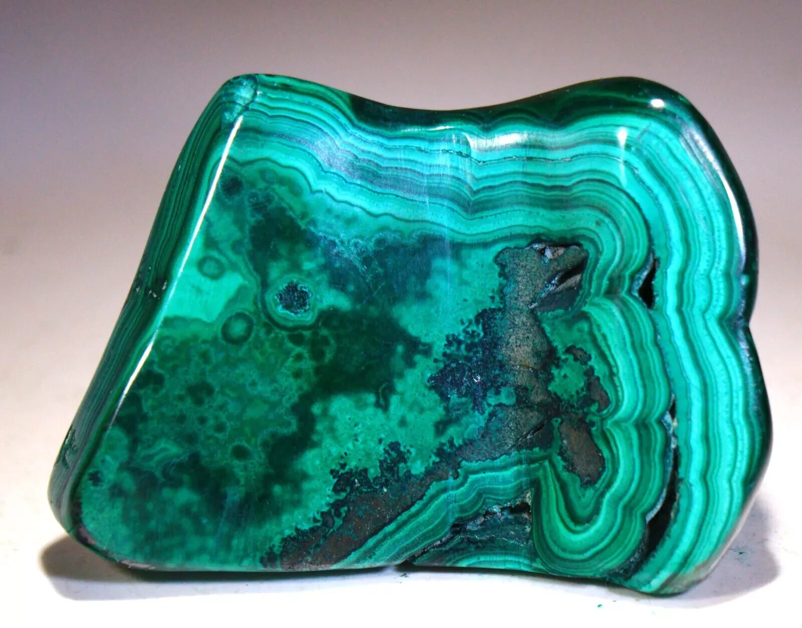 2.75″ 4.8 oz Top Quality Polished Bull’s Eye Malachite, Congo!