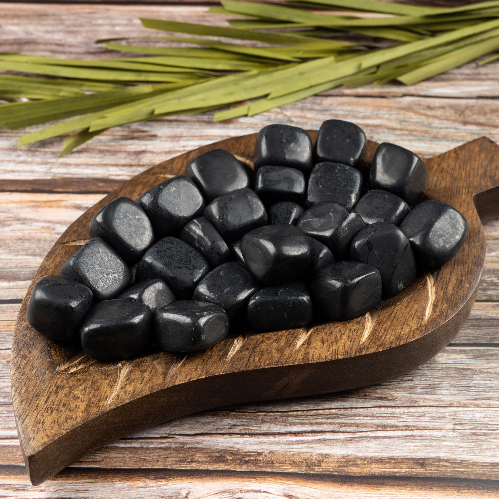 Shungite Crystal Tumble Stone, Polished Stone for Meditation & Healing