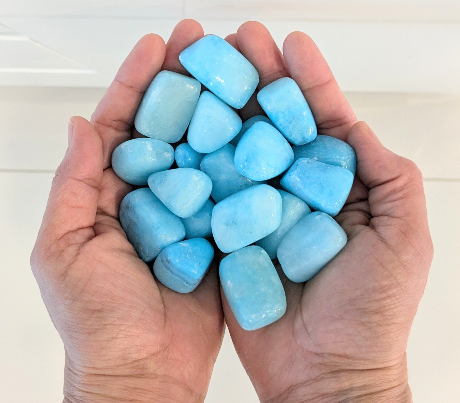 1/2 LB. Tumbled Blue Aragonite .75″- 1″ in Size & 12-15 Gemstones p/bag