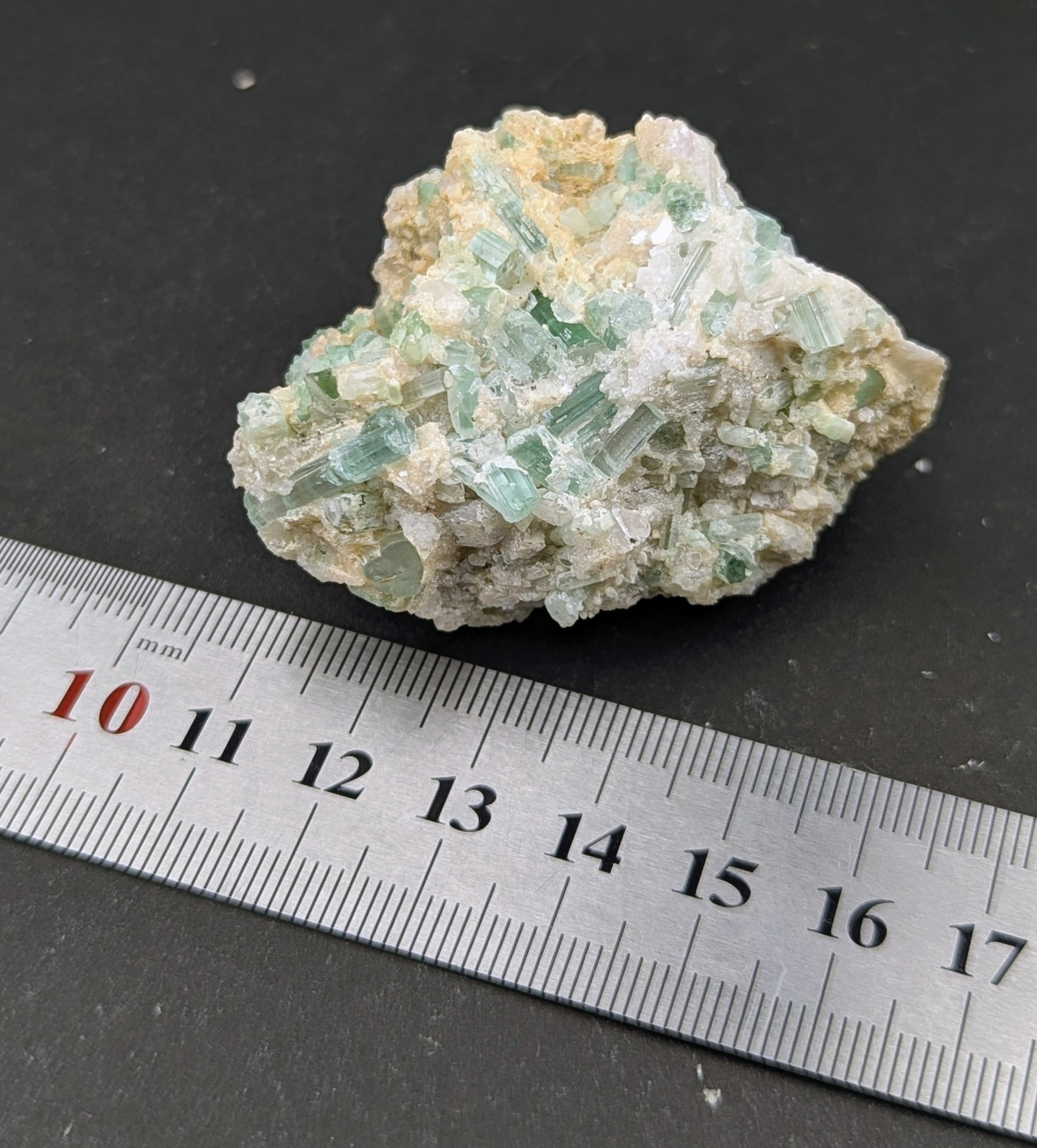 Green Tourmaline On Matrix In Bunch Shape Cluster, From Afghanistan, 85 Grams
